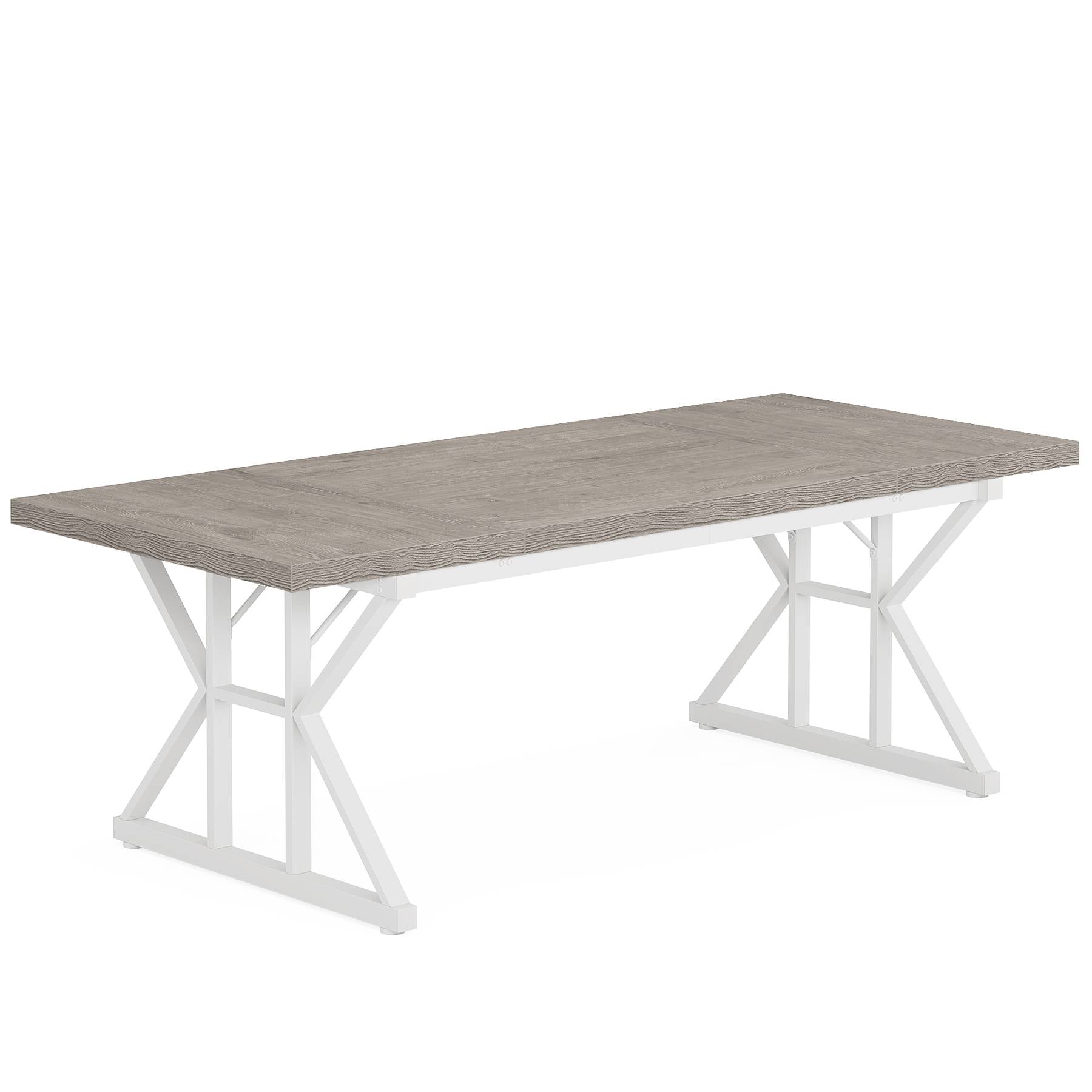 Wood Dining Table, Farmhouse 180 cm Kitchen Table for 6 People