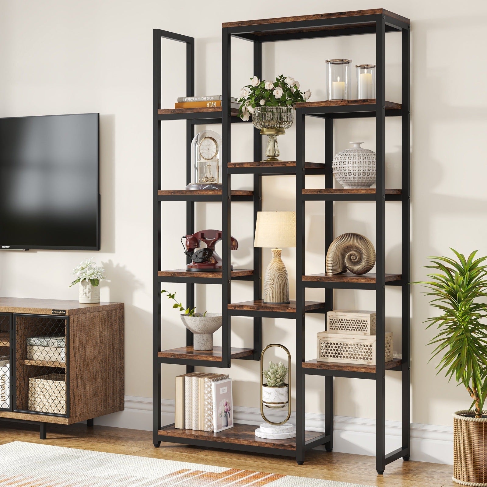 180 cm Bookshelf Display Bookcase with 12 Open Shelves