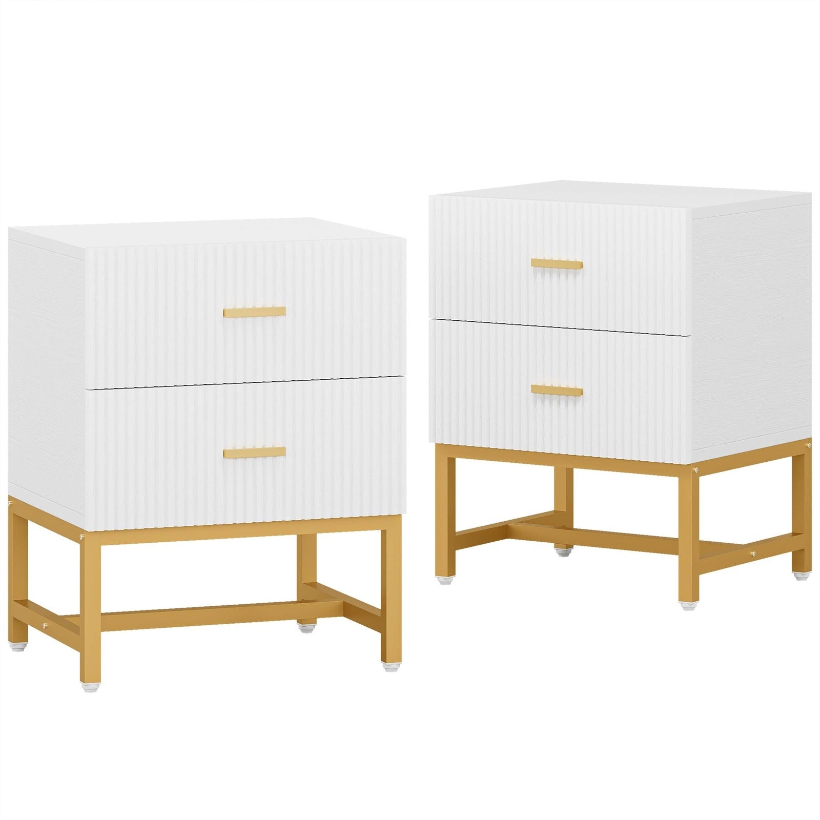 2-Drawer Nightstand, Modern Bedside End Table with Storage (in cm)