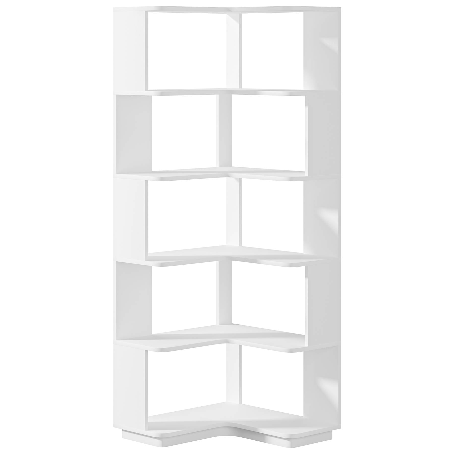 6-Tier Corner Bookshelf, 165.8 cm Corner Bookcase with Anti-Drop Panel