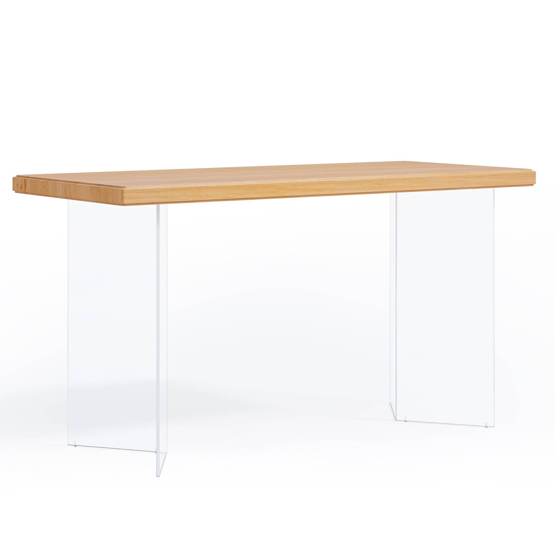 140 cm Computer Desk, Modern Study Writing Table with Acrylic Legs