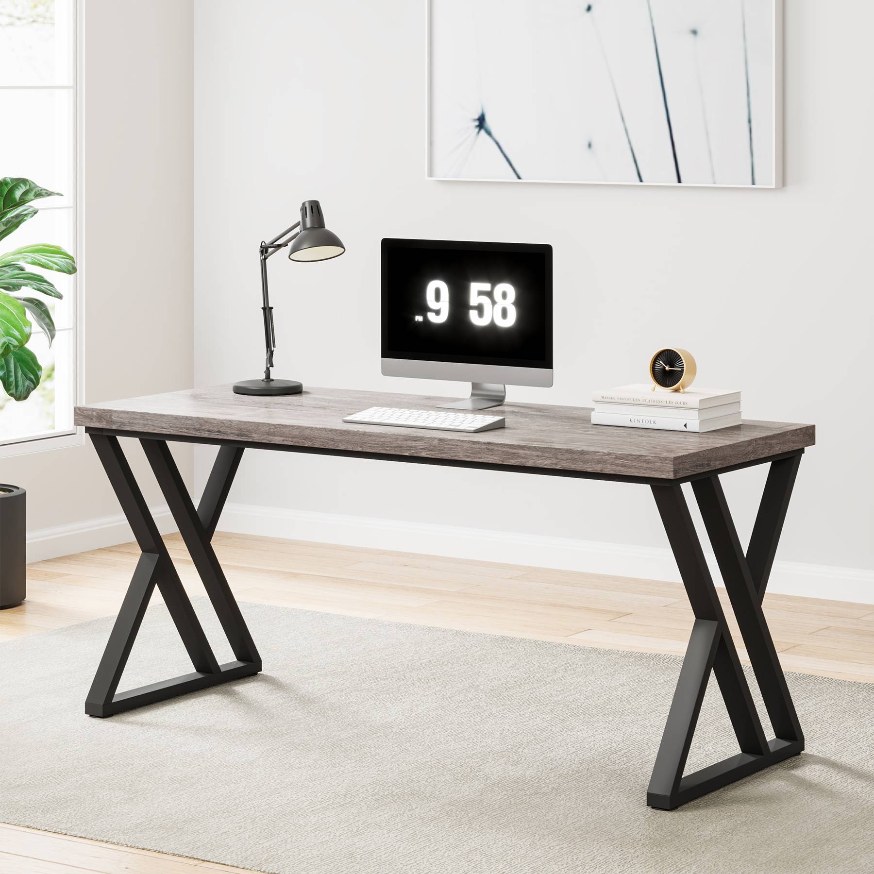 Heavy-Duty Computer Desk, 140 cm Simple Study Desk Writing Table