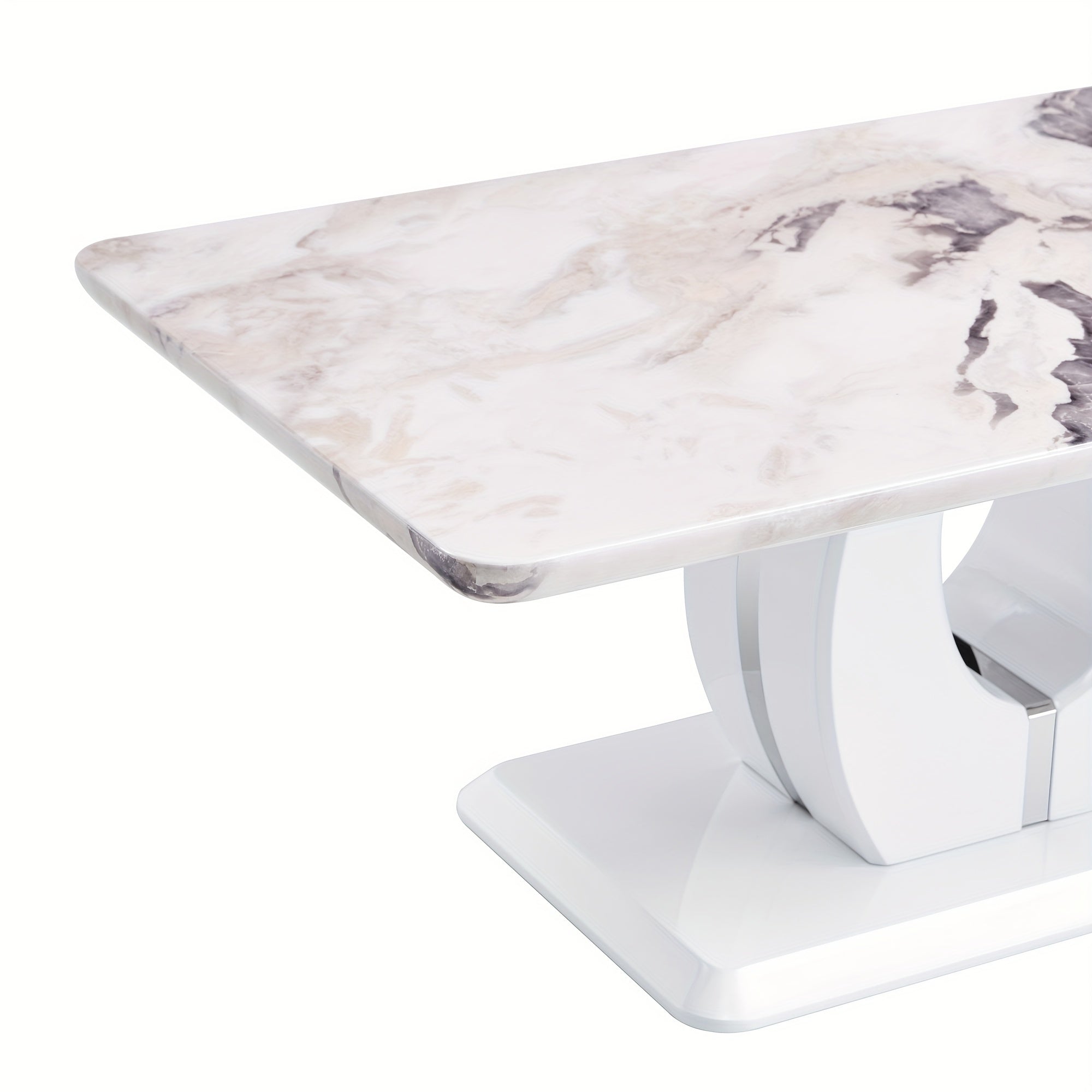 Modern Simple Luxury Imitation Marble Dining Table Rectangular Coffee Table. The Computer Desk. The Game Table. Suitable For Dining Room, Living Room, Terrace, Kitchen.