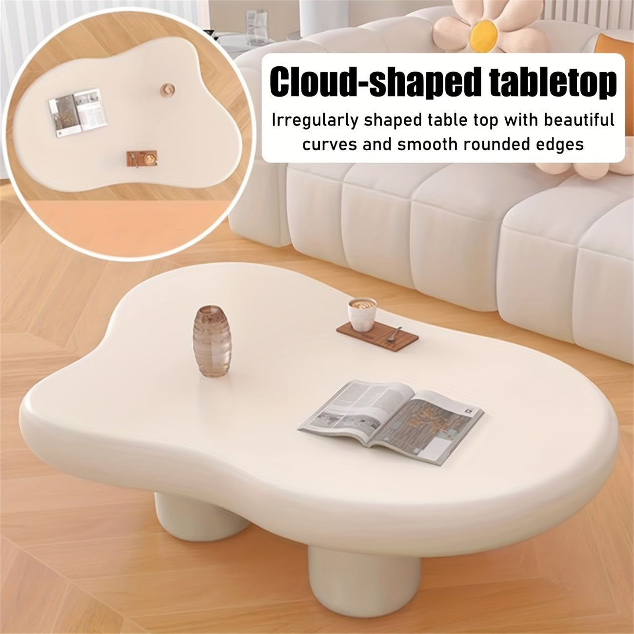 Irregular Coffee Table, Cute Cloud Table For Living Room, Rounded Corner Coffee Table, Simple Modern Style Central Coffee Table For Small Space