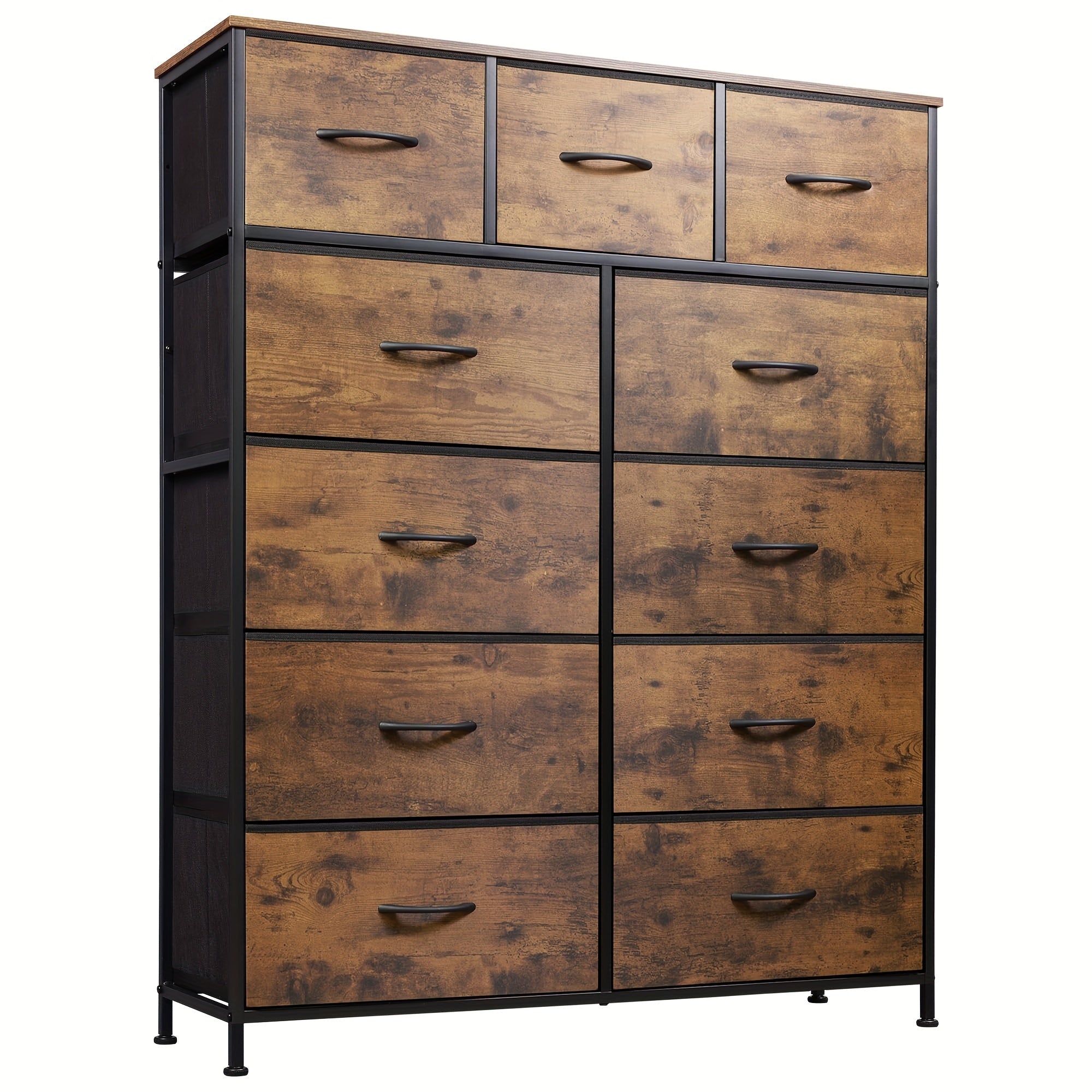 Tall Dresser for Bedroom, Fabric Dresser Storage Tower, Dresser & Chest of Drawers Organizer Unit with 11 Drawers, Storage Cabinet, Hallway, Closets, Steel Frame, Wood Top