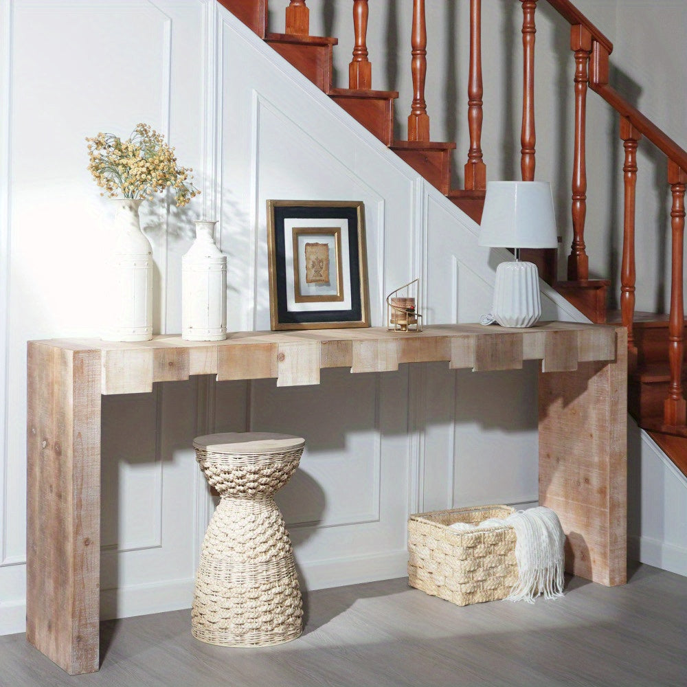 Rustic Modern Manufactured Wood Console Table with Step-Block Design (cm)