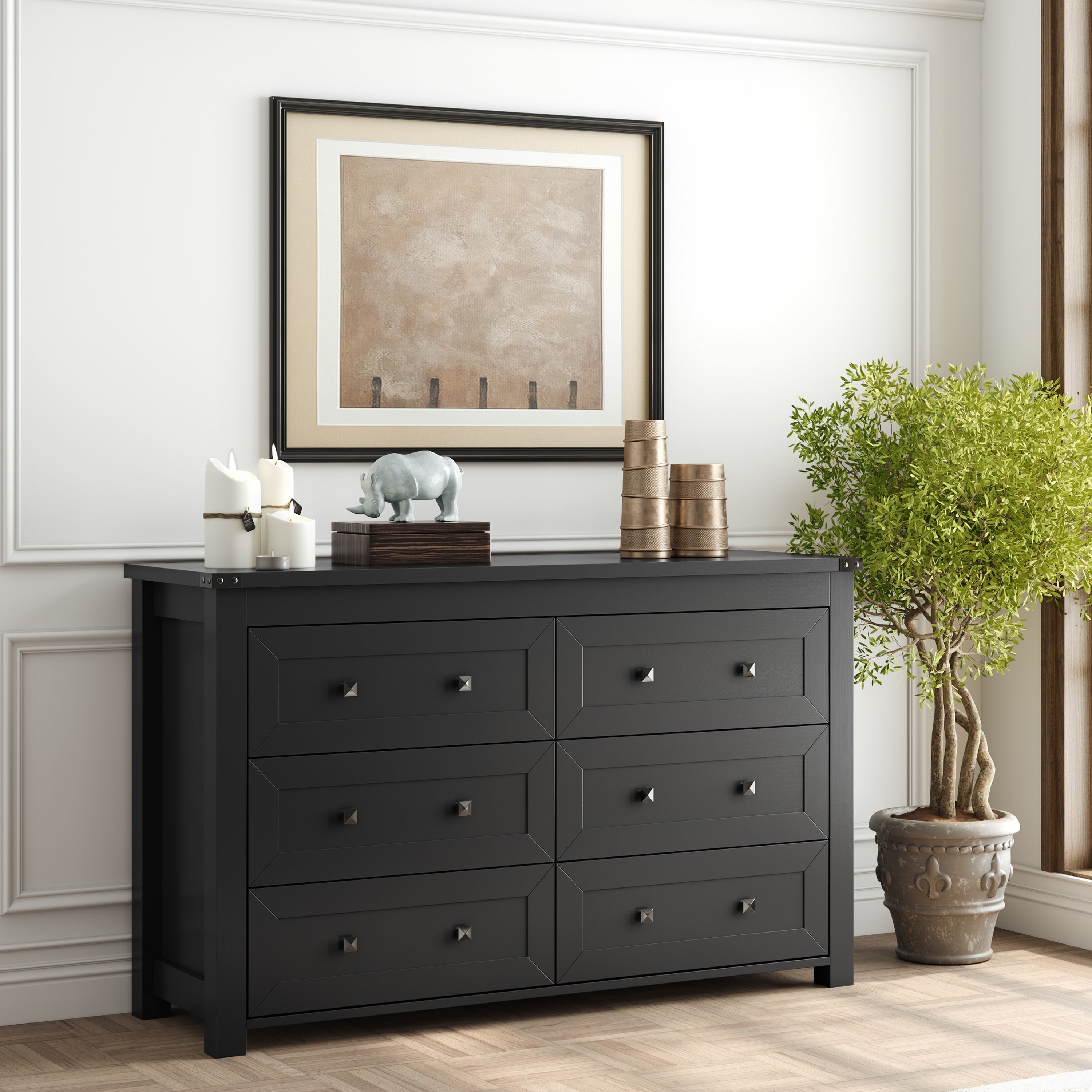 Bedroom With 6 Drawers. Modem Wide Wooden Doset Dreser Chest Storage 0roanizer For Liyno Room EhinwavHome 0fice Rom Decr Home Decor Fal DecorBedrom Dec