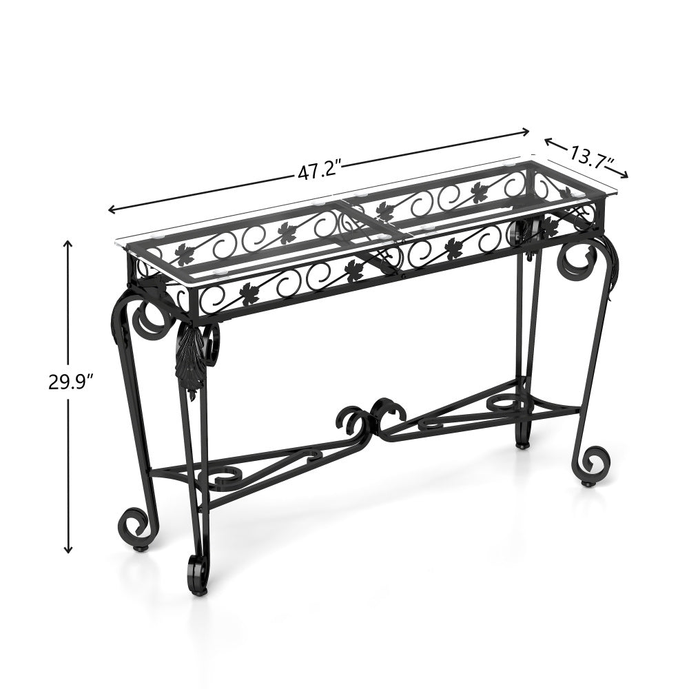 Contemporary Console Table with Storage Shelf, Metal and Wood Hallway Table, Sturdy Entryway Sofa Table, Fancy Modern Design, Easy Assembly, for Living Room, No Electricity Required (Measurements in cm)