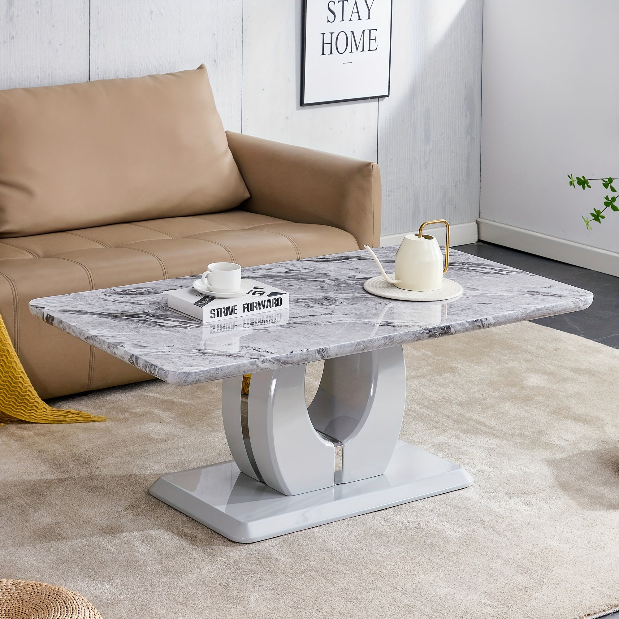 Modern Simple Luxury Imitation Marble Dining Table Rectangular Coffee Table. The Computer Desk. The Game Table. Suitable For Dining Room, Living Room, Terrace, Kitchen.