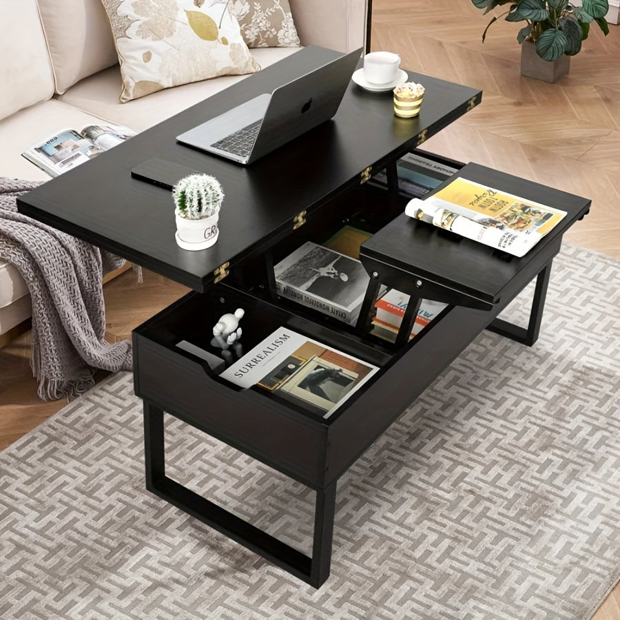 99cm Lift Up Coffee Table With Storage Compartment, Extendable Up To 39.4 * 39.4 Inch