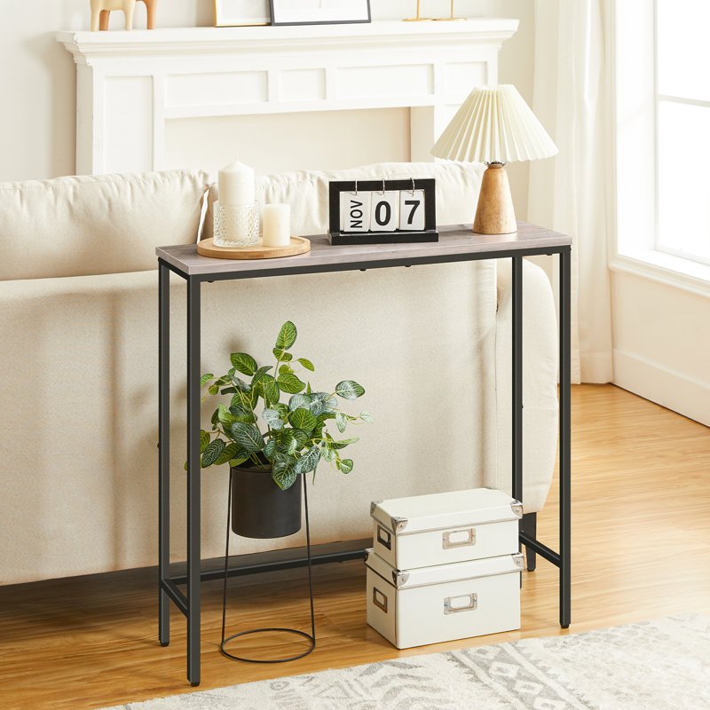 Narrow Console Table, 75 cm Small Entryway Table, Thin Sofa Table, Side Table, Display Table for Hallway, Bedroom, Living Room, Foyer, Greige and Black, Black, White and Golden