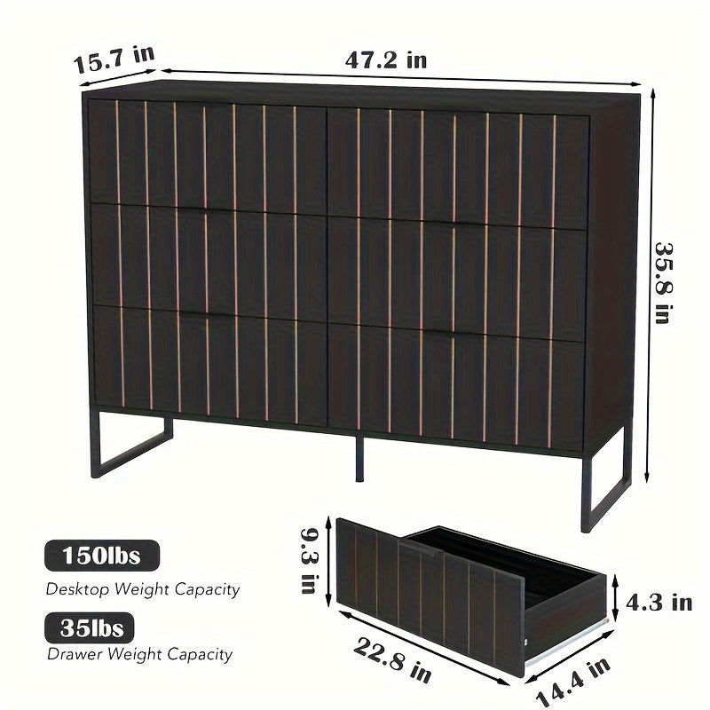 6 - Drawer Dresser, six spacious drawers