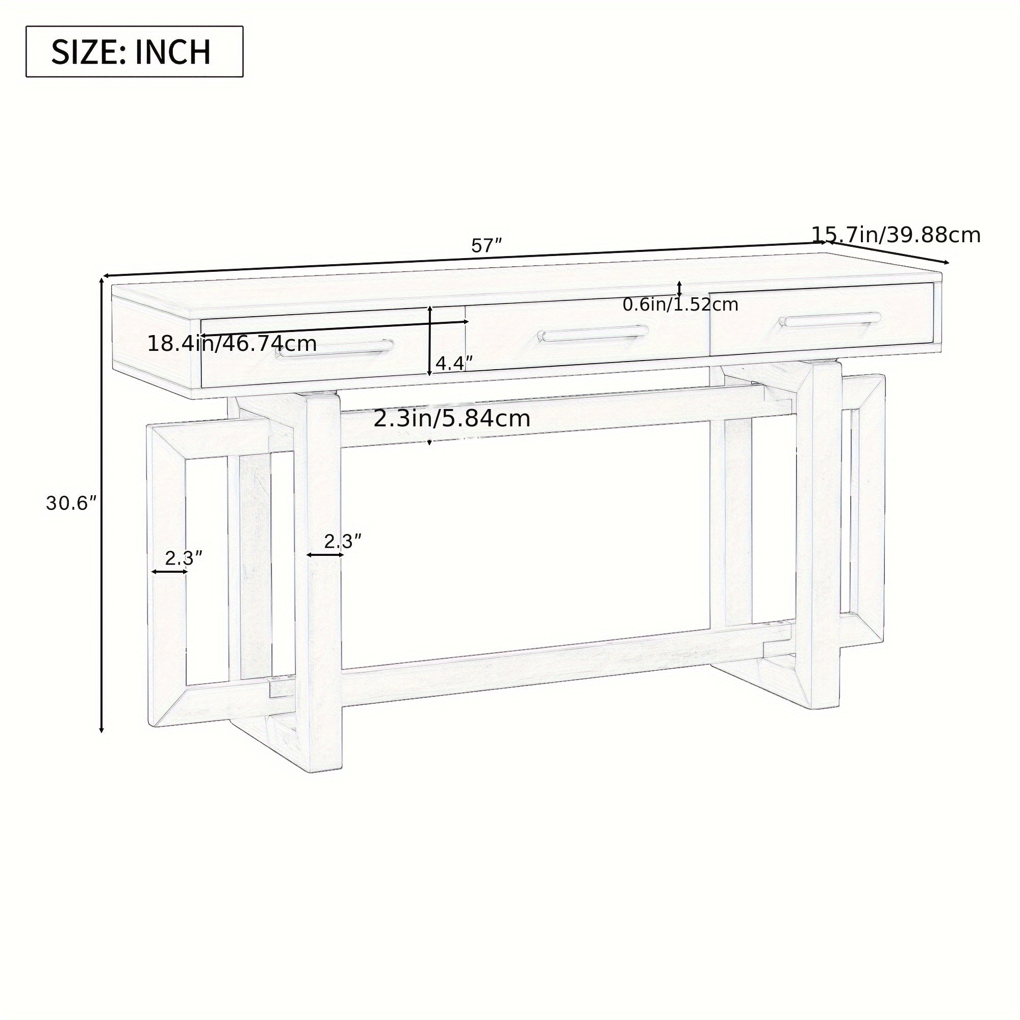 Elegant Console Table With Three Drawers, Extra Long Entryway Table for Entryway, Hallway, Living Room, Foyer, Corridor (in cm)