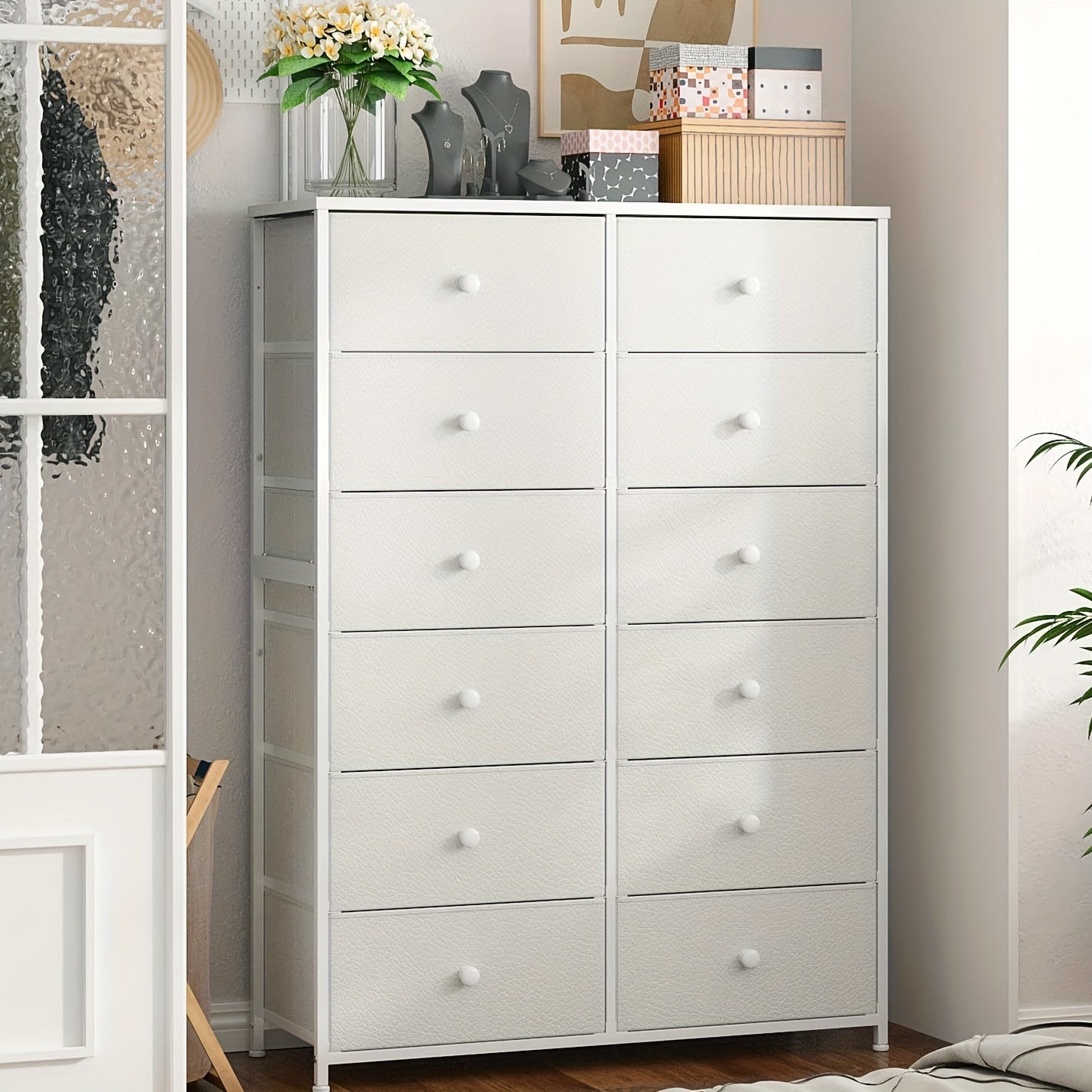 Tall Dresser For Bedroom, 12 Drawer Dresser For Bedroom, Fabric Dresser & Chest Of Drawers For Bedroom Dressers With 12 Large Drawers For Closet Living Room Entryway, 34.7"Dx11.8"Wx52.4"H Storage Drawer Units