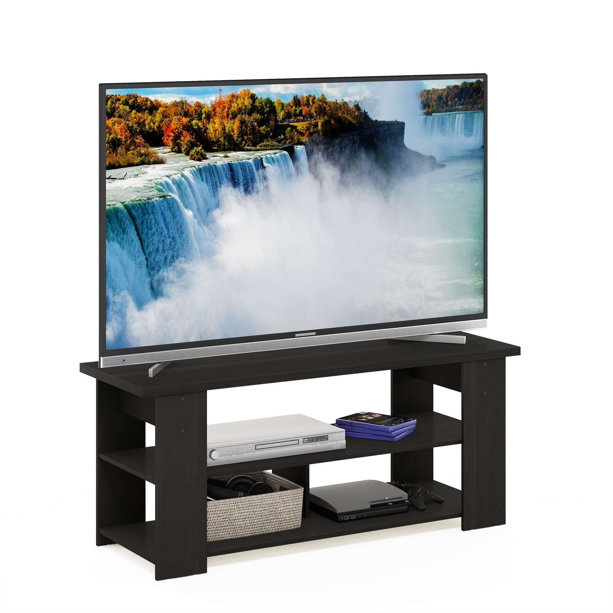 TV Stand Up To 55-Inch, Sleek Media Console with Elevated Risers