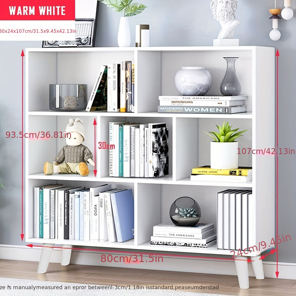 White Bookshelf, 3 Tier Modern Bookcase With Legs, Bookshelves Wood Storage Shelf, Open Book Shelves Cube Organizer, Freestanding Short Bookcases