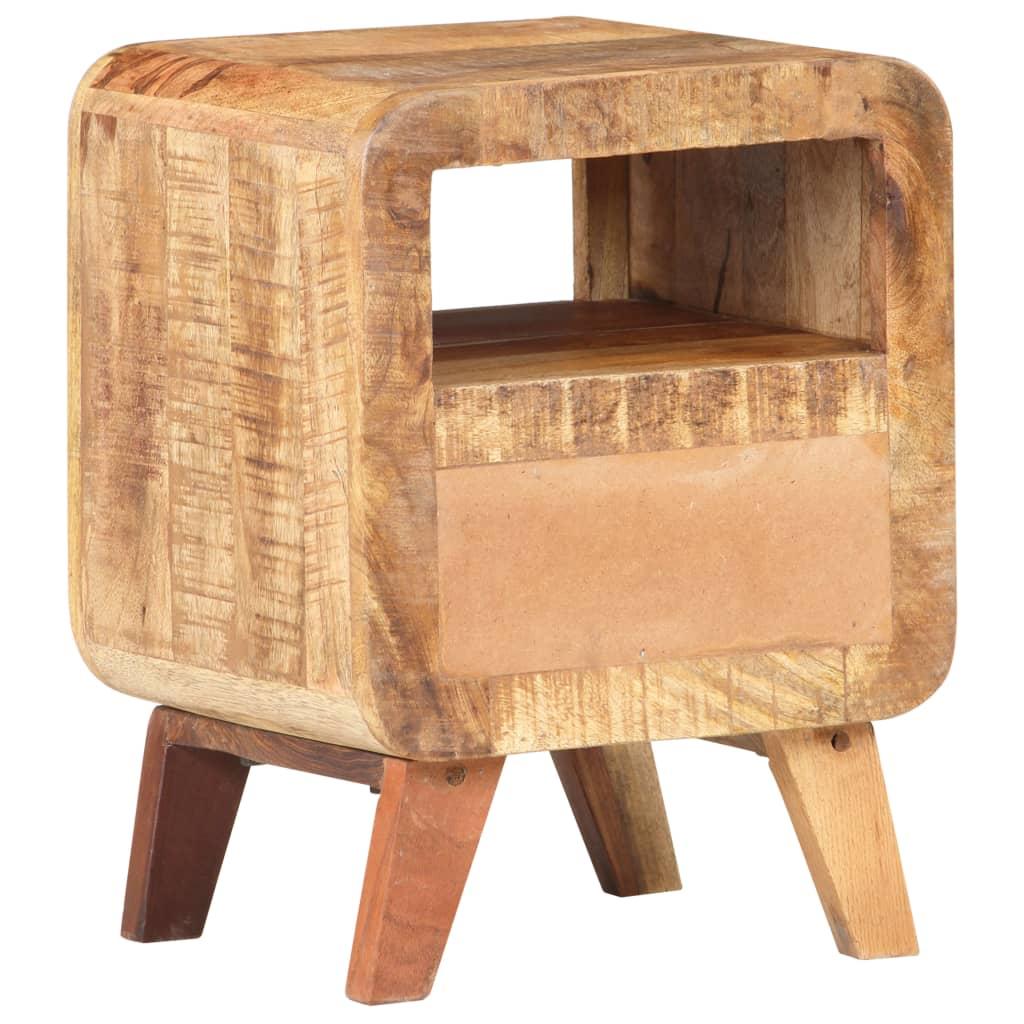 Modern Rough Mango Wood Bedside Cabinet 11.8"x11.8"x16.1" - Sturdy Hardwood Nightstand with Storage Compartment, Bedside Cabinet