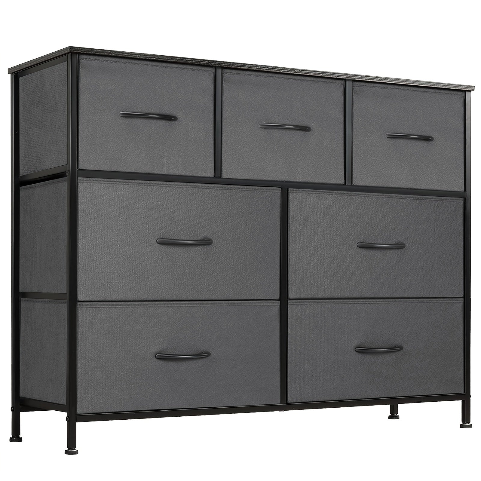 Bedroom Dresser, 7 Fabric Drawer Dresser, Storage Cabinet Organizer, Dresser And Chest Of Drawers, Storage Cabinet with Fabric Chest, Chest Of Drawers, Metal Frames, Light Furniture for Living Room, Bedroom, Artwork Storage C