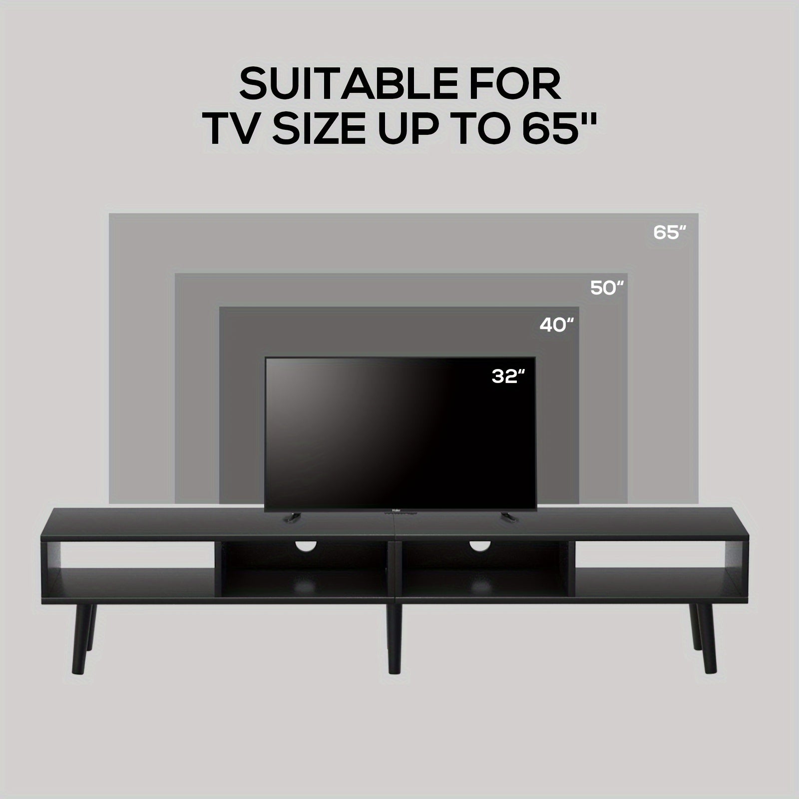 152cm TV Stand For 30"-65" TV With Open Shelf