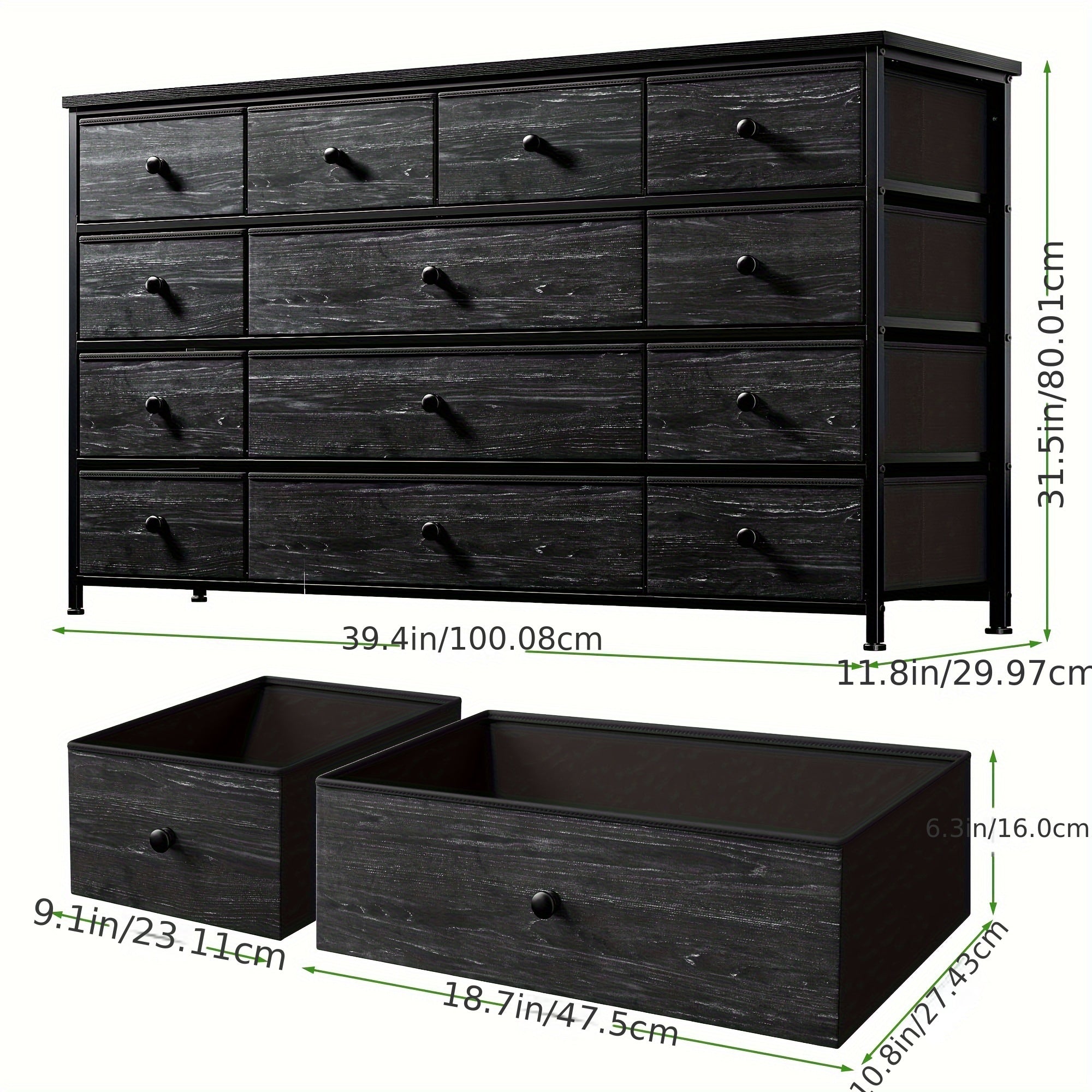 1pc, Black Dresser, Dresser For Bedroom, Dresser With 13 Storage Drawer, Dressers And Chests Of Drawers For 55" TV, Black Dresser For Bedroom, Long Dresser For Closet, Entryway