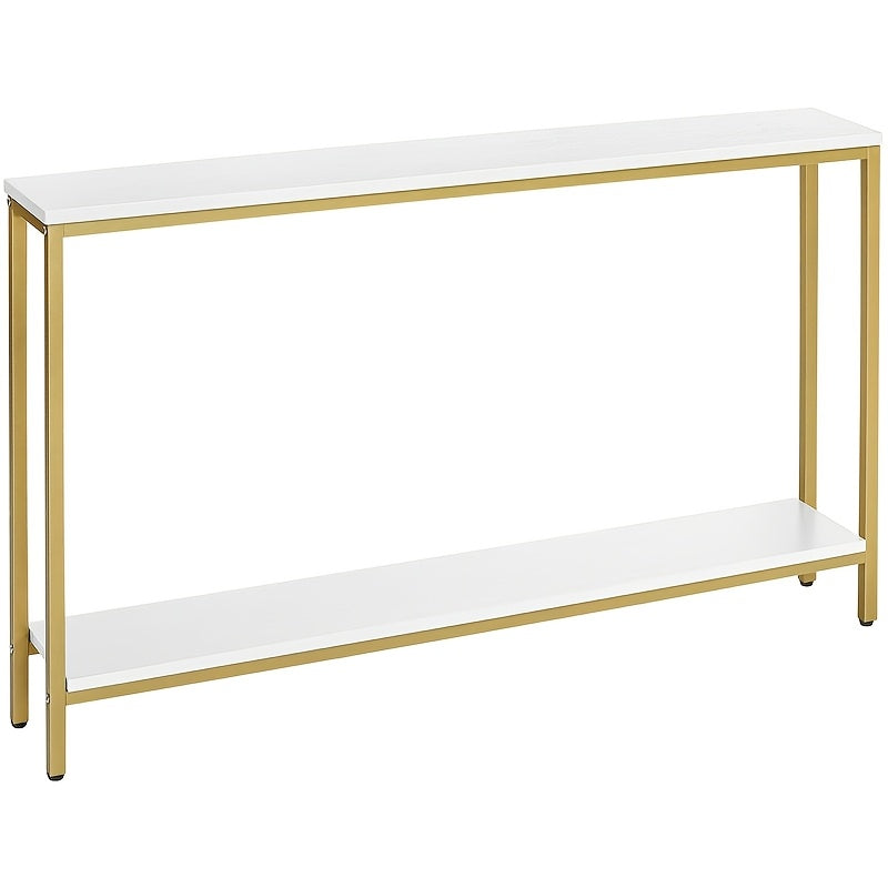 120 cm Skinny Console Table, Sofa Table with Support Bar, Hallway Entrance Table for Living Room, Entryway, Corridor, Sturdy, Easy Assembly, Wood Look Accent Table