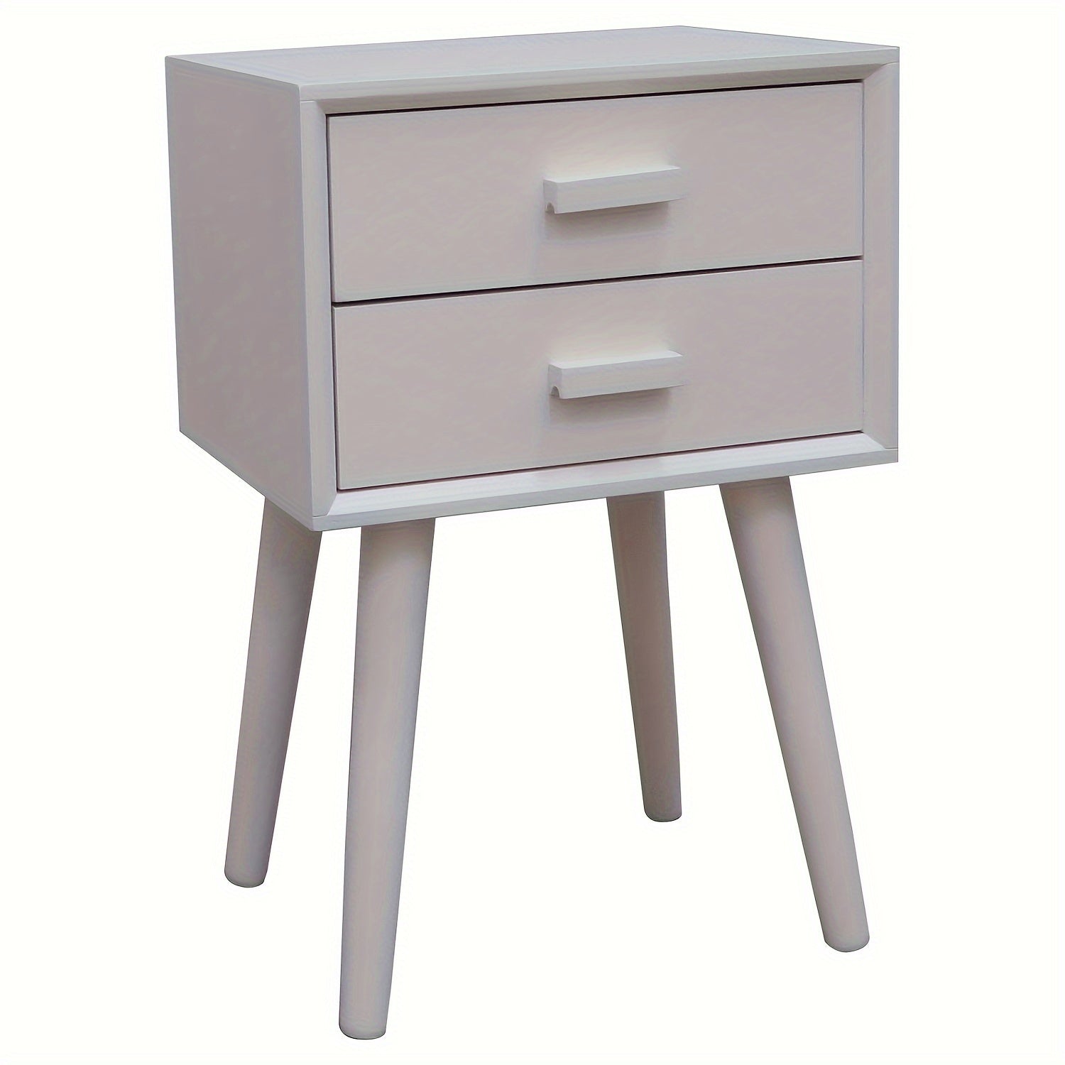 Solid Wood Nightstand Mid-Century Modern Bedside Table with 2 Storage Drawer Small Solid Wood Frame Side End Table for Bedroom Living Room