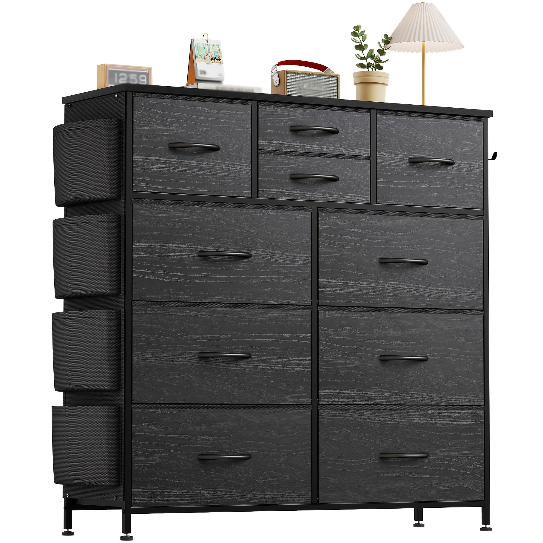 Dresser For Bedroom With 10 Fabric Drawers, Tall Chest Of Drawers For Bedroom, Storage Drawer Unit, Organizer Unit For Hallway, Closet