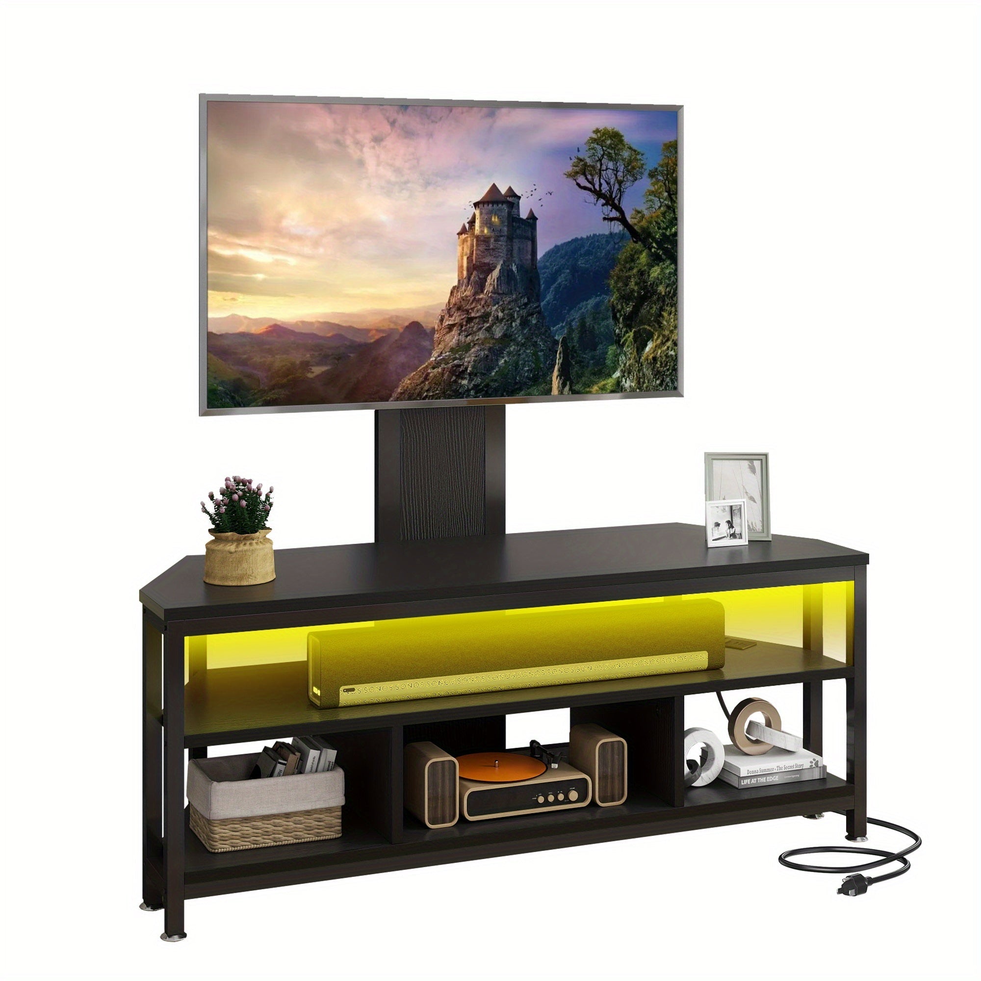 165cm TV Stand with Mount and Power Outlet, Entertainment Center Storage