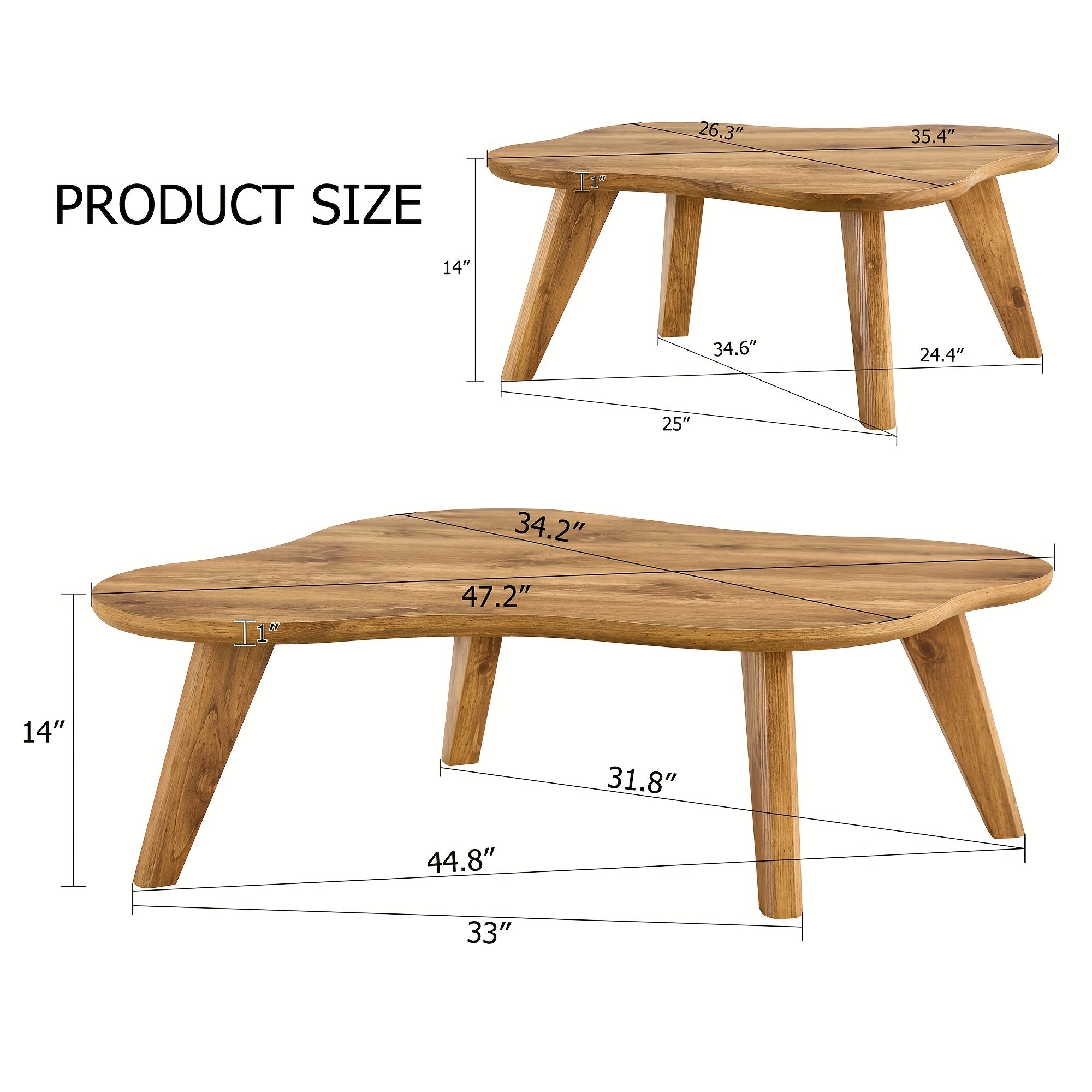 Modern Minimalist Wood Color Table Top Coffee Table. Log Style Coffee Table.Cloud Shape Gives You A New Experience, Computer Desk. The Game Table. Suitable For Dining And Living Rooms (Set Of 2)