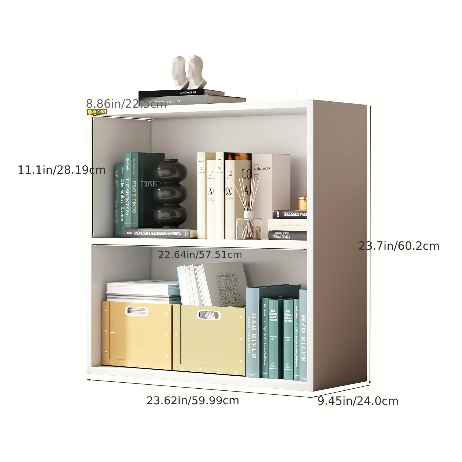 2 Tier Minimalism Display Storage For Home Office White Color