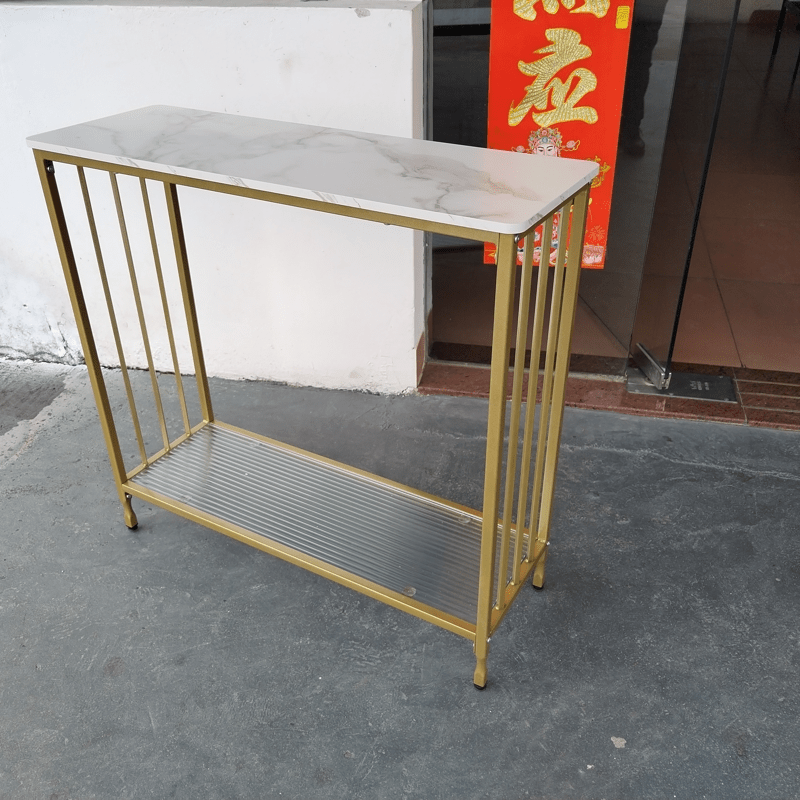 Console Table, Behind Couch Table, Industrial Hallway Table with Glass Shelf and Metal Frame, Narrow Entryway Table, Narrow Console Table, for Hallway, Living Room, Bedroom 105.5X30X81.0cm