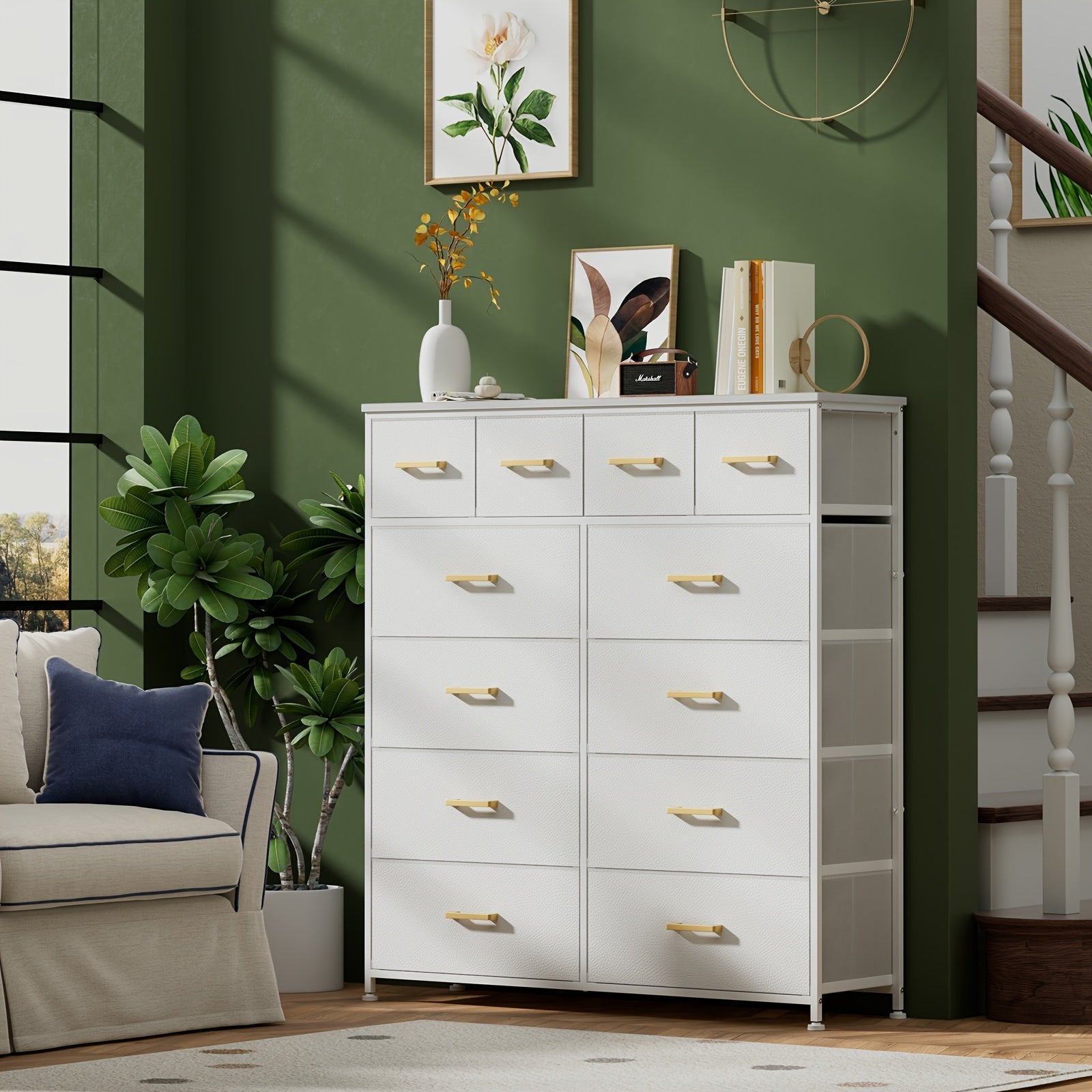 12-Drawer Tall Dresser Bigger & Wider Dresser For Bedroom, Modern Style Wardrobe, Prefect Storage Cabinet For Living Room, Entryway, High-Quality Dresser Glacier White