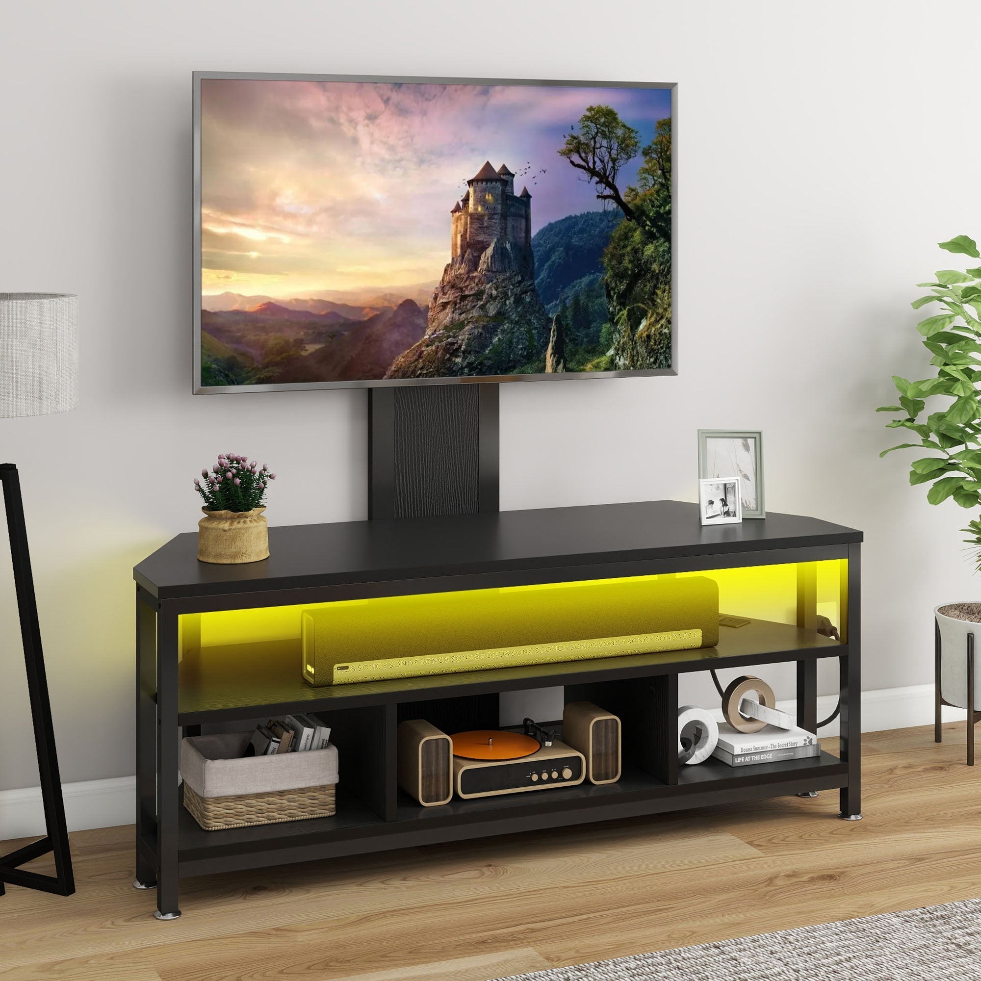 165cm TV Stand with Mount and Power Outlet, Entertainment Center Storage