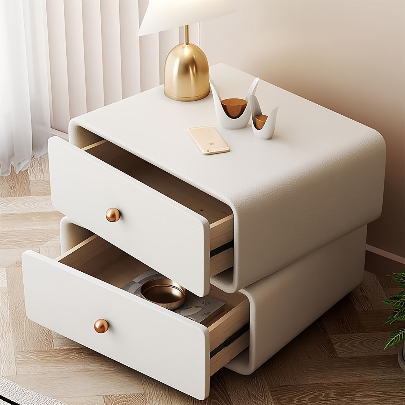 Multifunctional Simple Bedside Table with 2 Drawers, Bedside Table Side Table Suitable for Living Room, Bedroom, Corridor and Small Space