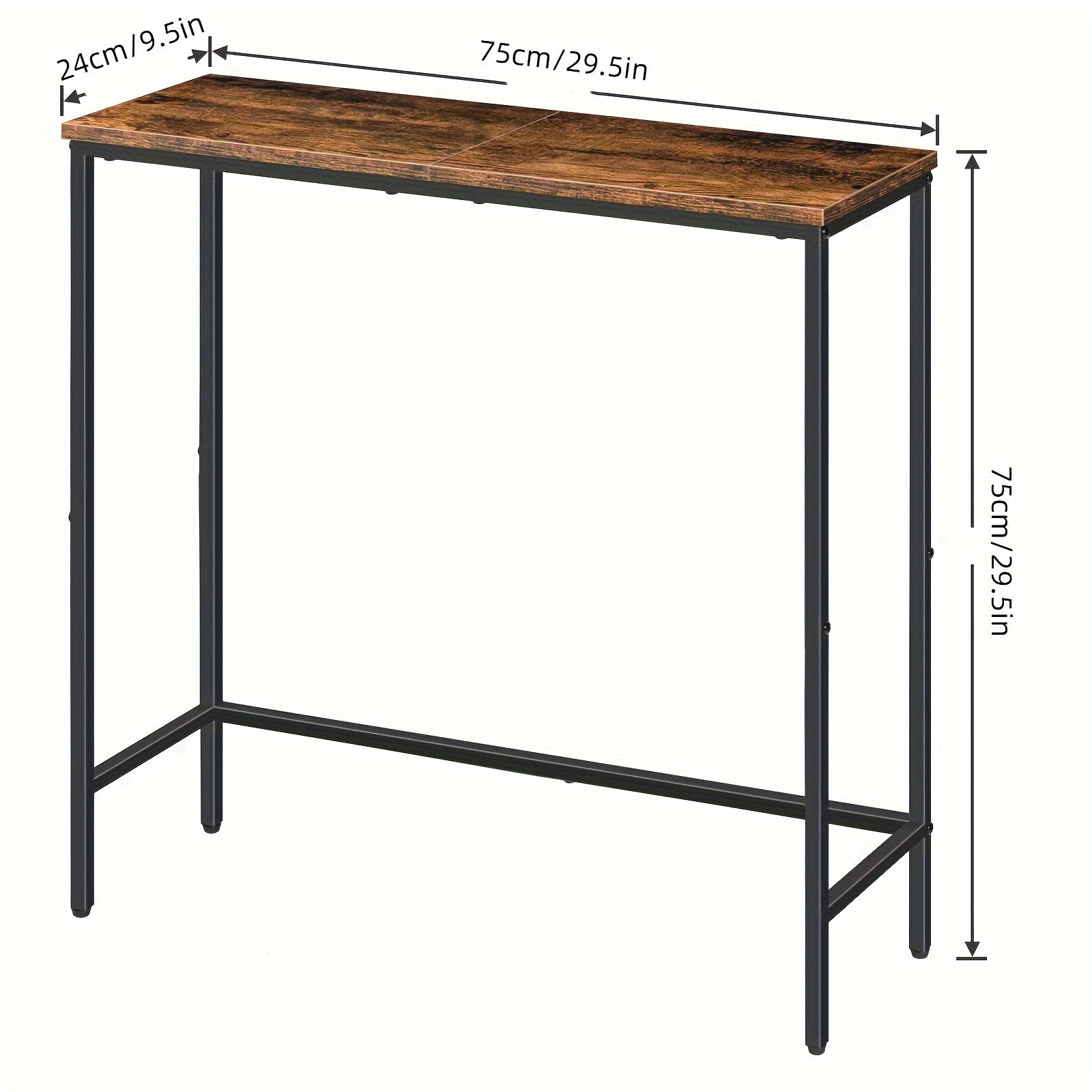 Narrow Console Table, 75 cm Small Entryway Table, Thin Sofa Table, Side Table, Display Table, For Hallway, Bedroom, Living Room, Foyer, Rustic Brown and Black