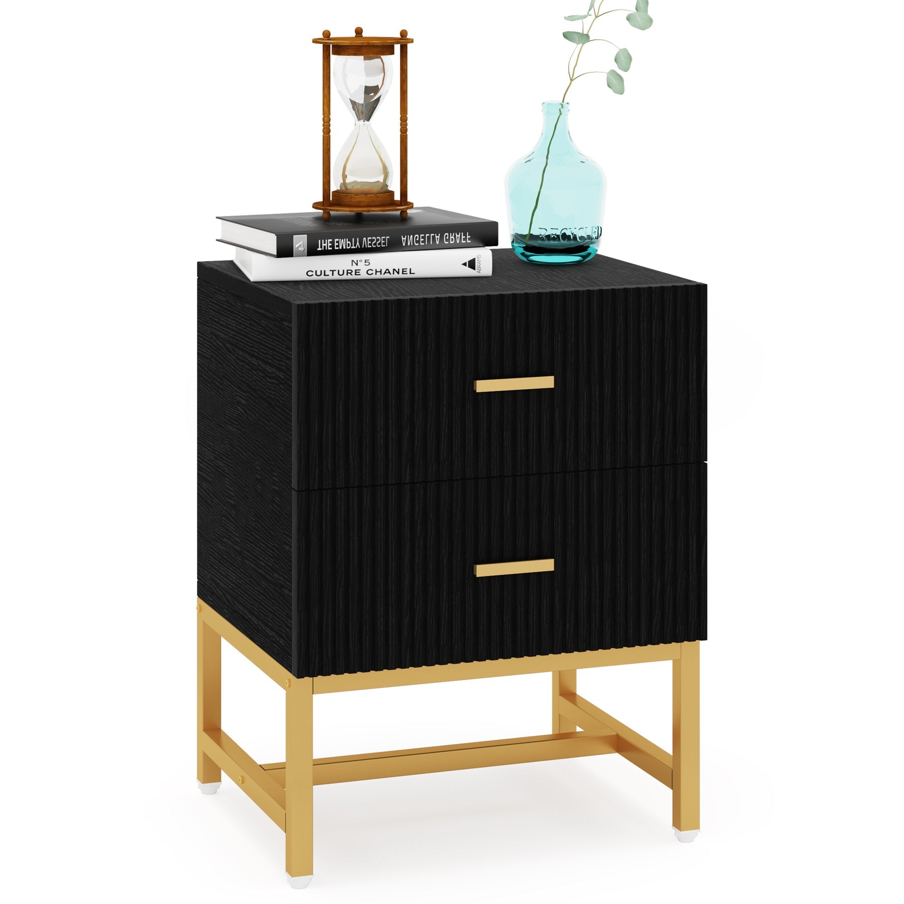 2-Drawer Nightstand, Modern Bedside End Table with Storage (in cm)