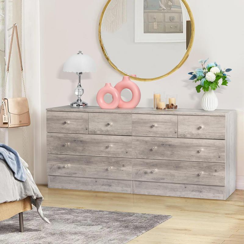 Chic Gray 4-Drawer Dresser - Solid Hardwood Nightstand with Storage, Perfect for Bedroom & Living Room, Simple