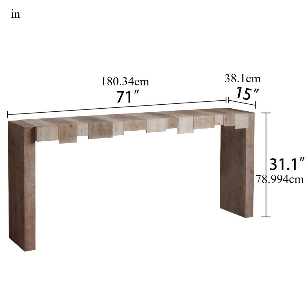 Rustic Modern Manufactured Wood Console Table with Step-Block Design (cm)