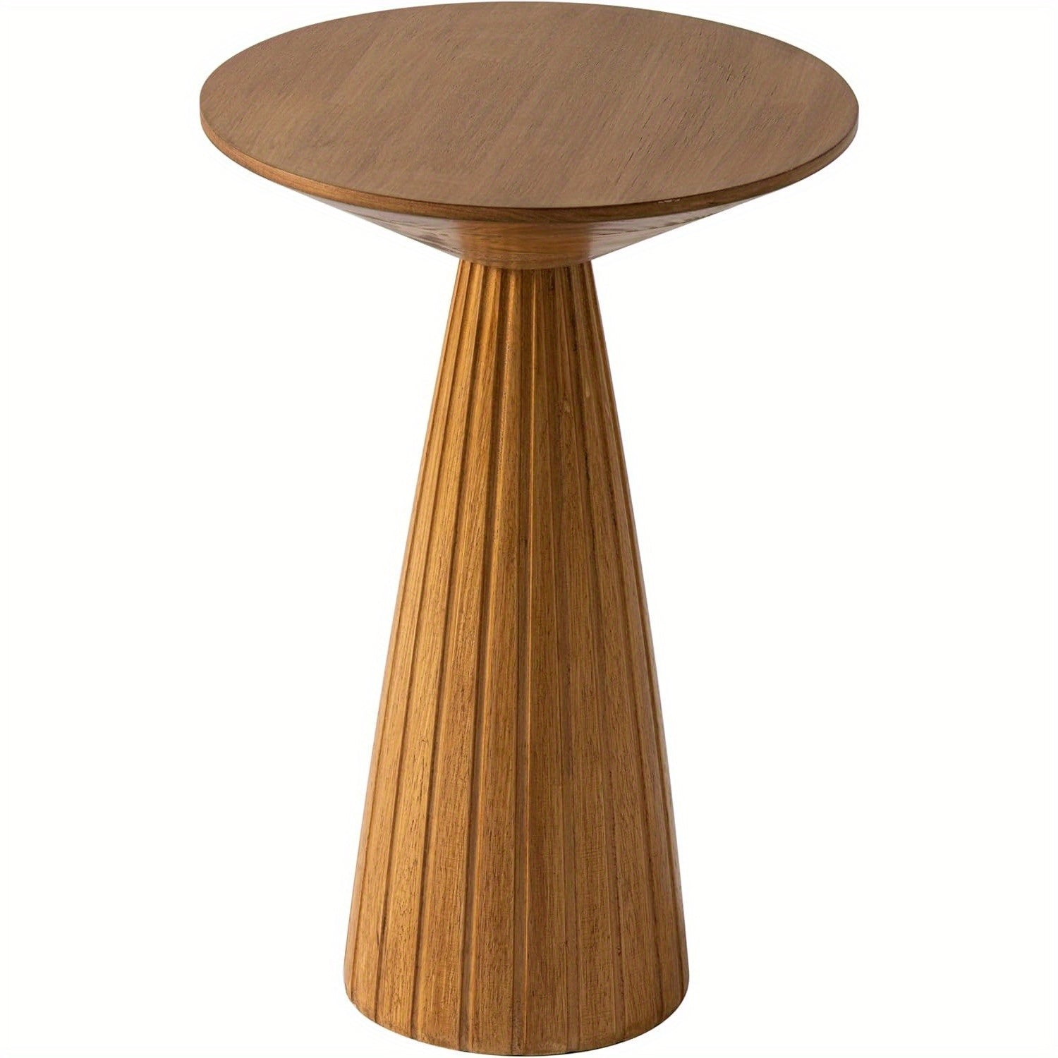 Space-Saving Walnut Round Pedestal End Table - Textured Finish, Tapered Base, Easy One-Step Assembly - Ideal for Small Spaces in Living Room or Bedroom, Table for Living Room