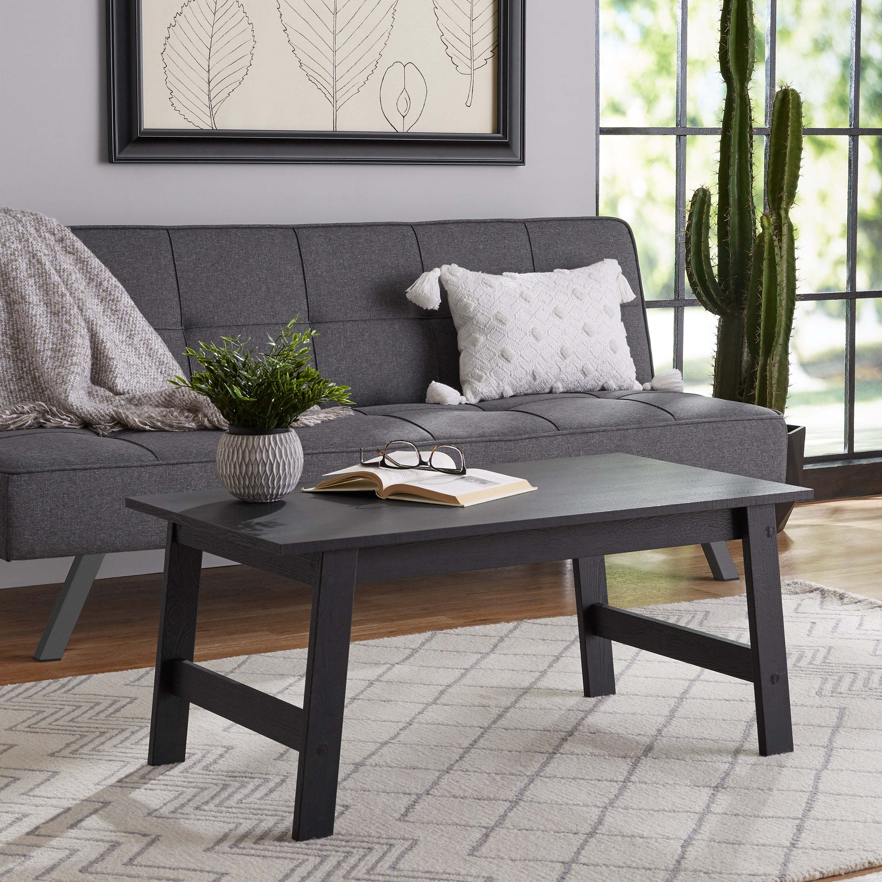 Elegant Black Wooden Coffee Table - Modern Rectangular Design with Storage, Versatile Placement for Living Room & More