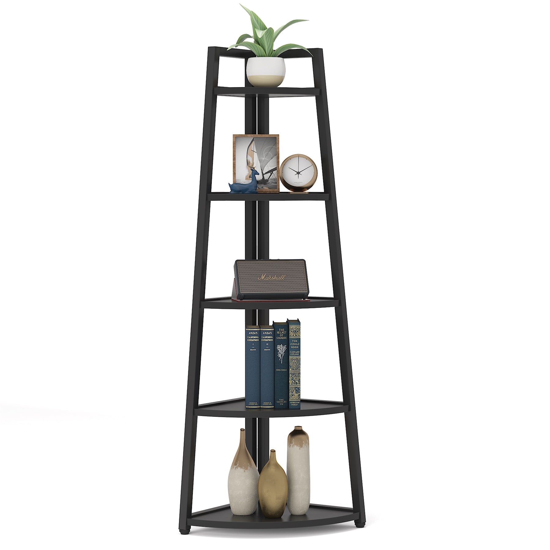 178 cm Corner Shelf, 5 Tier Corner Storage Rack Ladder Bookcase