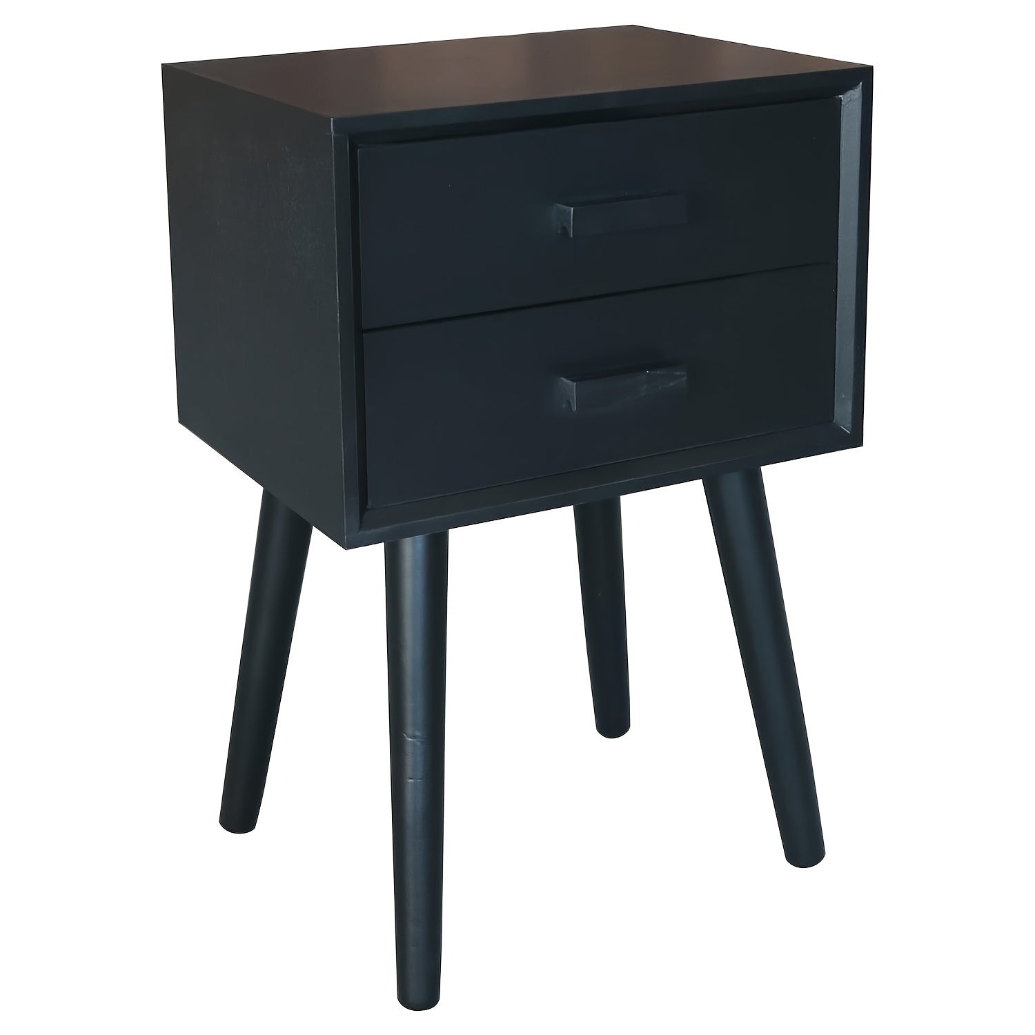 Solid Wood Nightstand Mid-Century Modern Bedside Table with 2 Storage Drawer Small Solid Wood Frame Side End Table for Bedroom Living Room