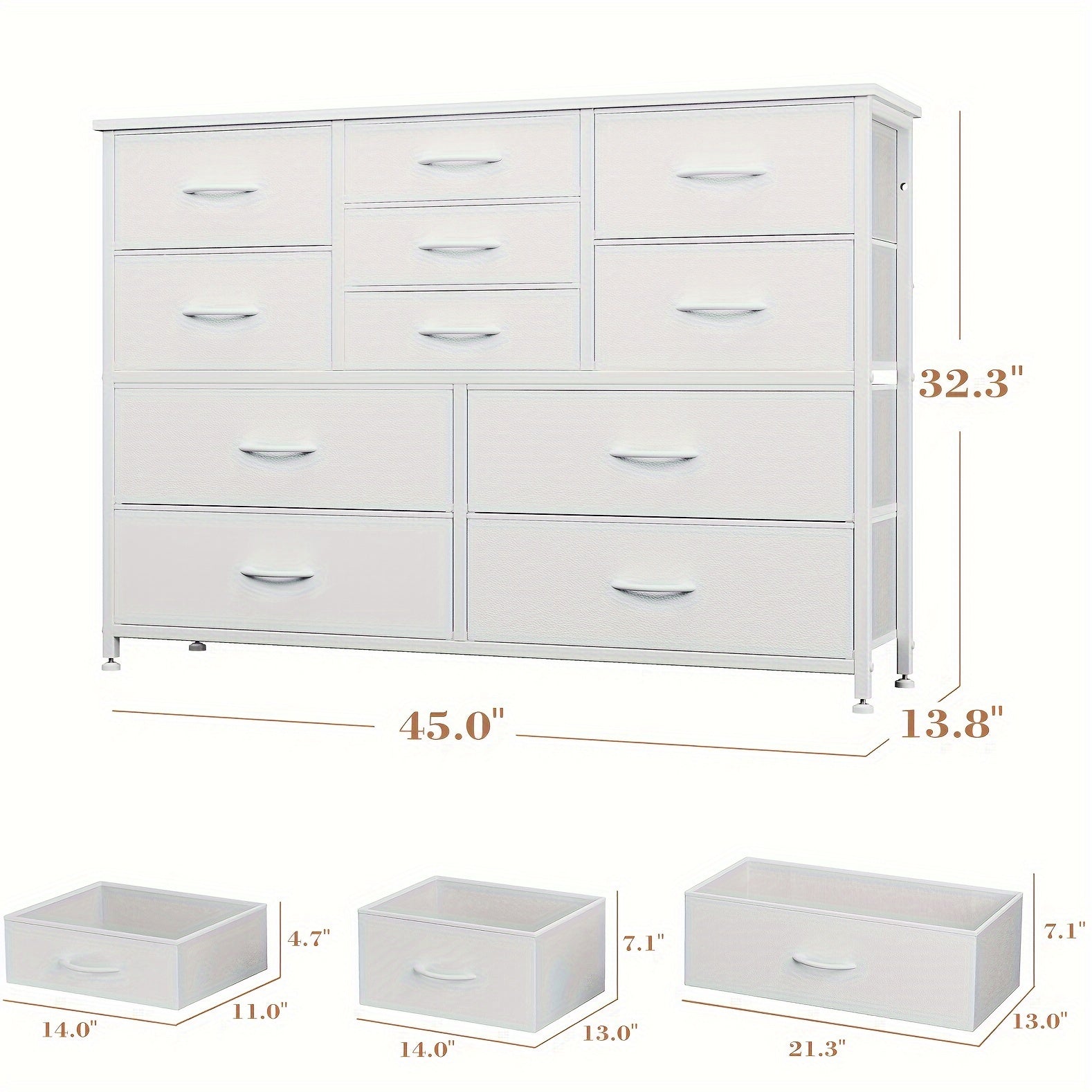 1pc 11 Drawers Dresser For Bedroom, Wide Dressers & Chests Of Drawers With Wood Top, Fabric Storage Dresser, TV Stand, Bedroom Living Room Entry Closet Storage Drawer Units