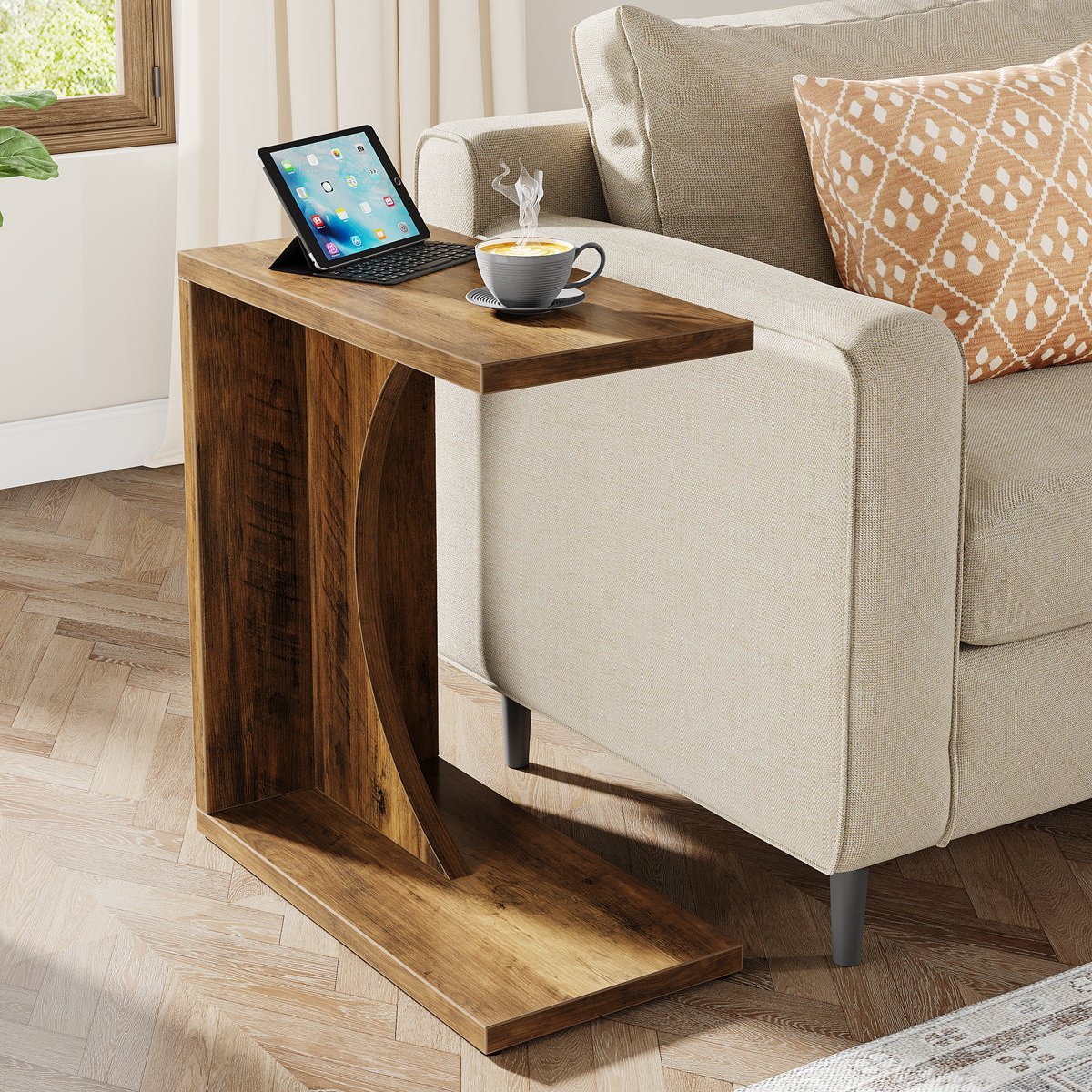 C-Shaped End Table, Sofa Side Table Couch Table