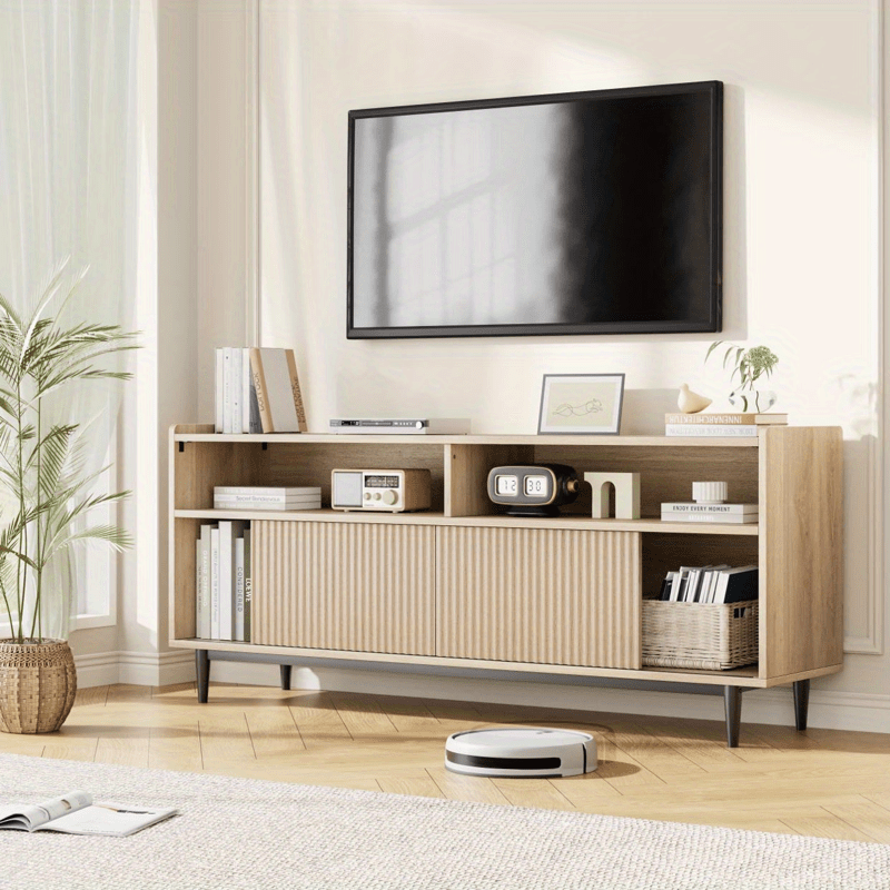 Modern 70-Inch TV Stand with Storage and Sliding Doors - Sleek Entertainment Center for Home