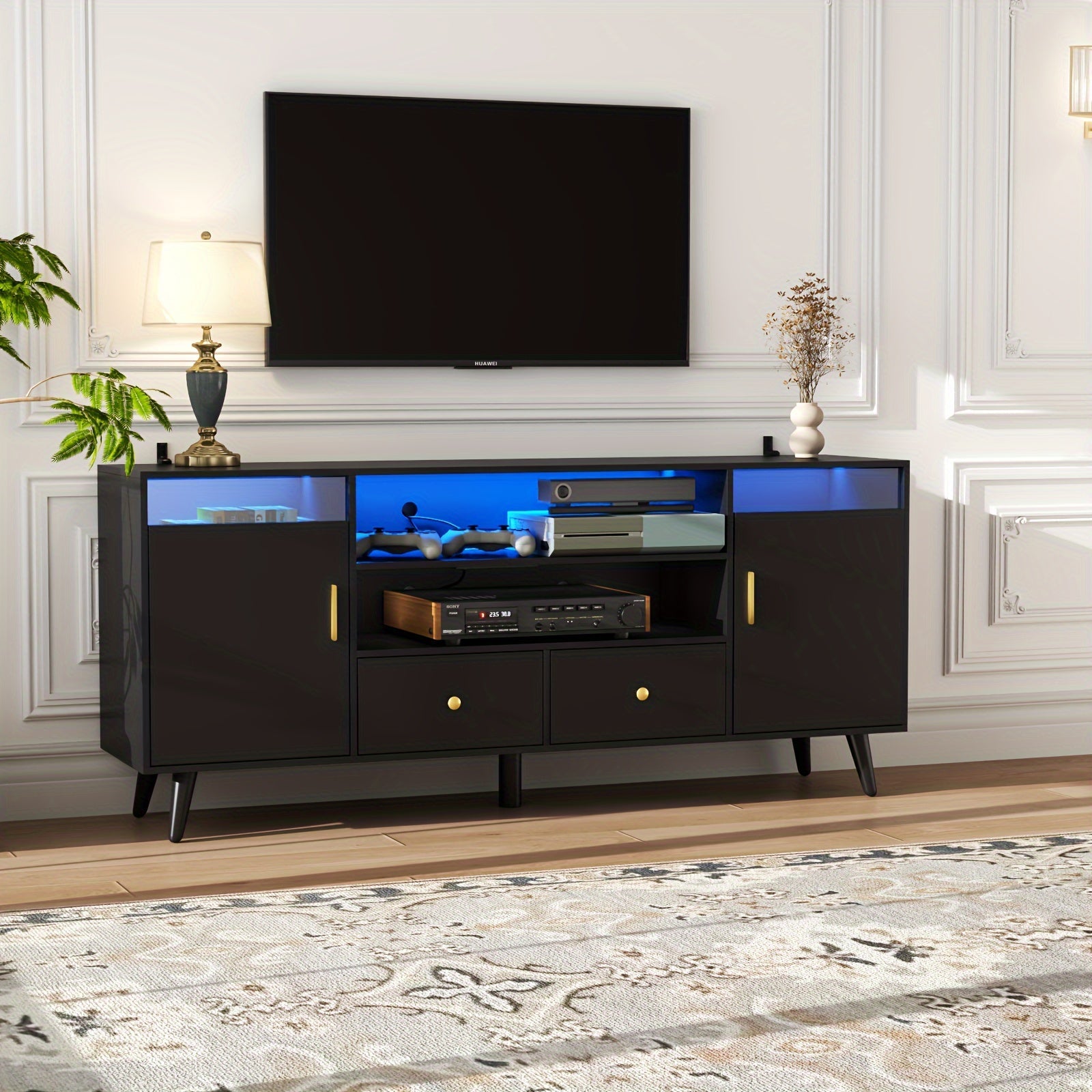 Tv Stands For Living Room, Tv Stand 65 Inch, Entertainment Center With Storage, Tv Console For Bedroom, Black Tv Stand With Storage, Tall Tv Stand With Drawers