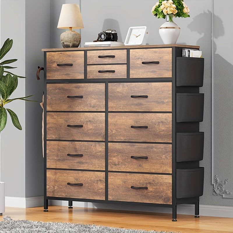 12 Drawer Dresser - Fabric Storage Tower, Organizer Unit For Bedroom, Living Room, Hallway, Closets - Sturdy Steel Frame, Wooden Top & Easy Pull Fabric Bins