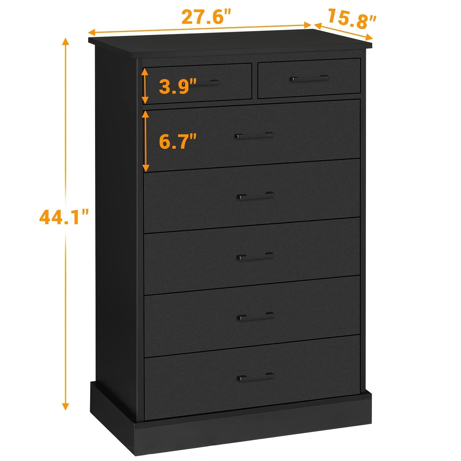 112cm Tall Dresser With 7 Drawers For Bedroom, Storage Tower Clothes Organizer, Large Chest Of Drawers With Sturdy Pedestal, 27.6'' W X 15.8'' D X 44.1'' H (Black/White)