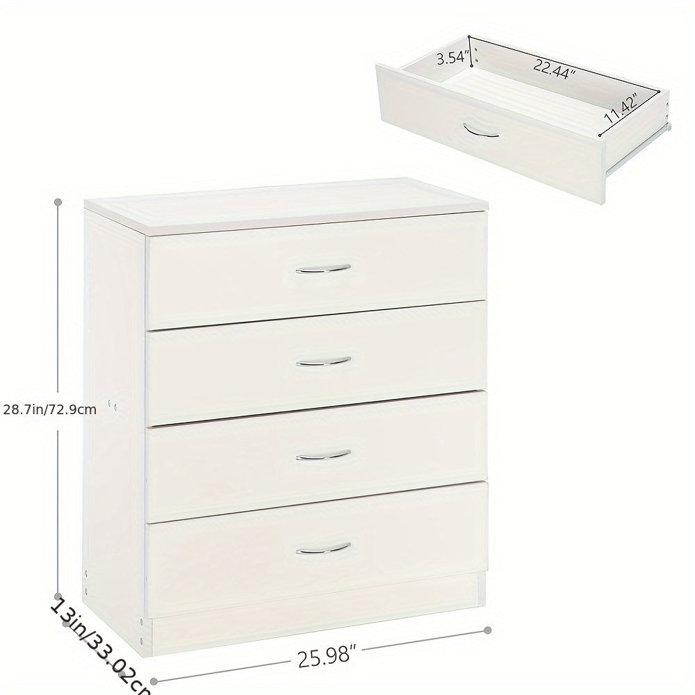 1pc MDF Wood Simple 4-Drawer Dresser White/Black