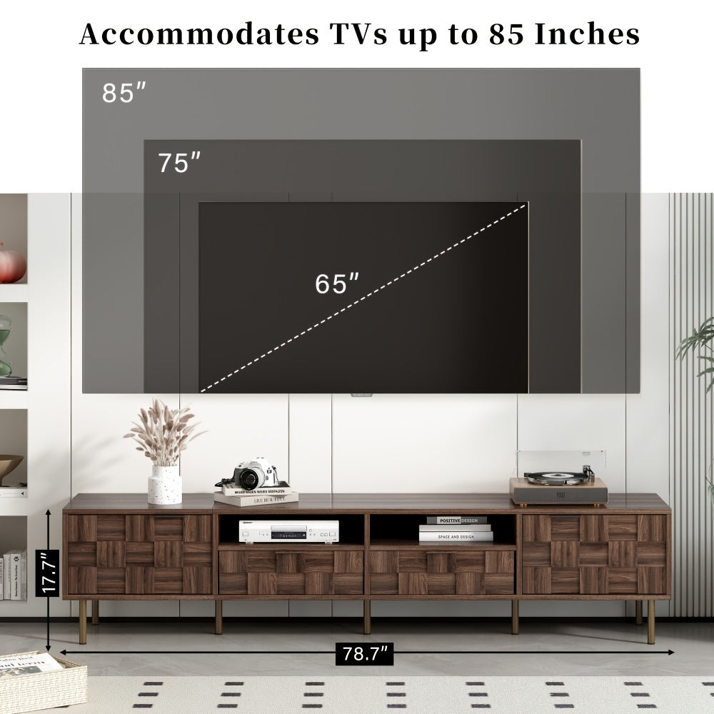 Medieval TV cabinet set with 2 drawers, media console table, capable of storing up to 85 inch TVs, entertainment center with storage space